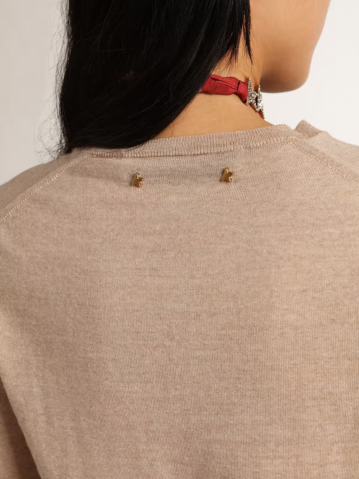 Golden Goose o1s22i1n1224 Wool Crewneck Sweater in Light Beige Size S / US 4 / IT 40 - 4 Thumbnail