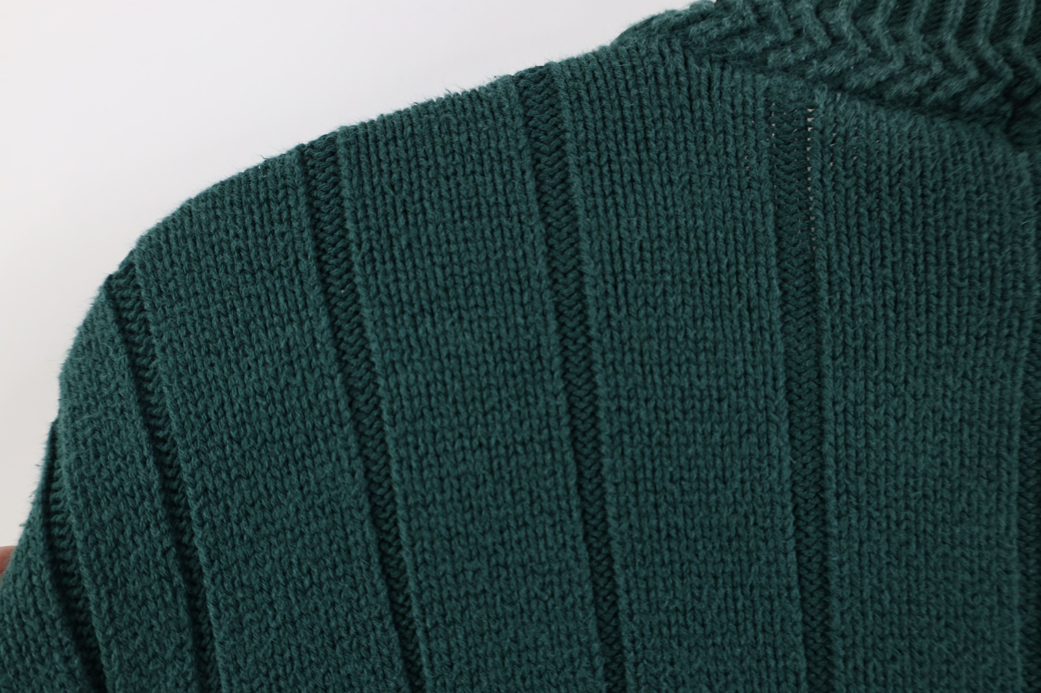 Nautica Vintage 90s Nautica Cotton Cable Ribbed Knit Sweater Green Size US L / EU 52-54 / 3 - 10 Thumbnail