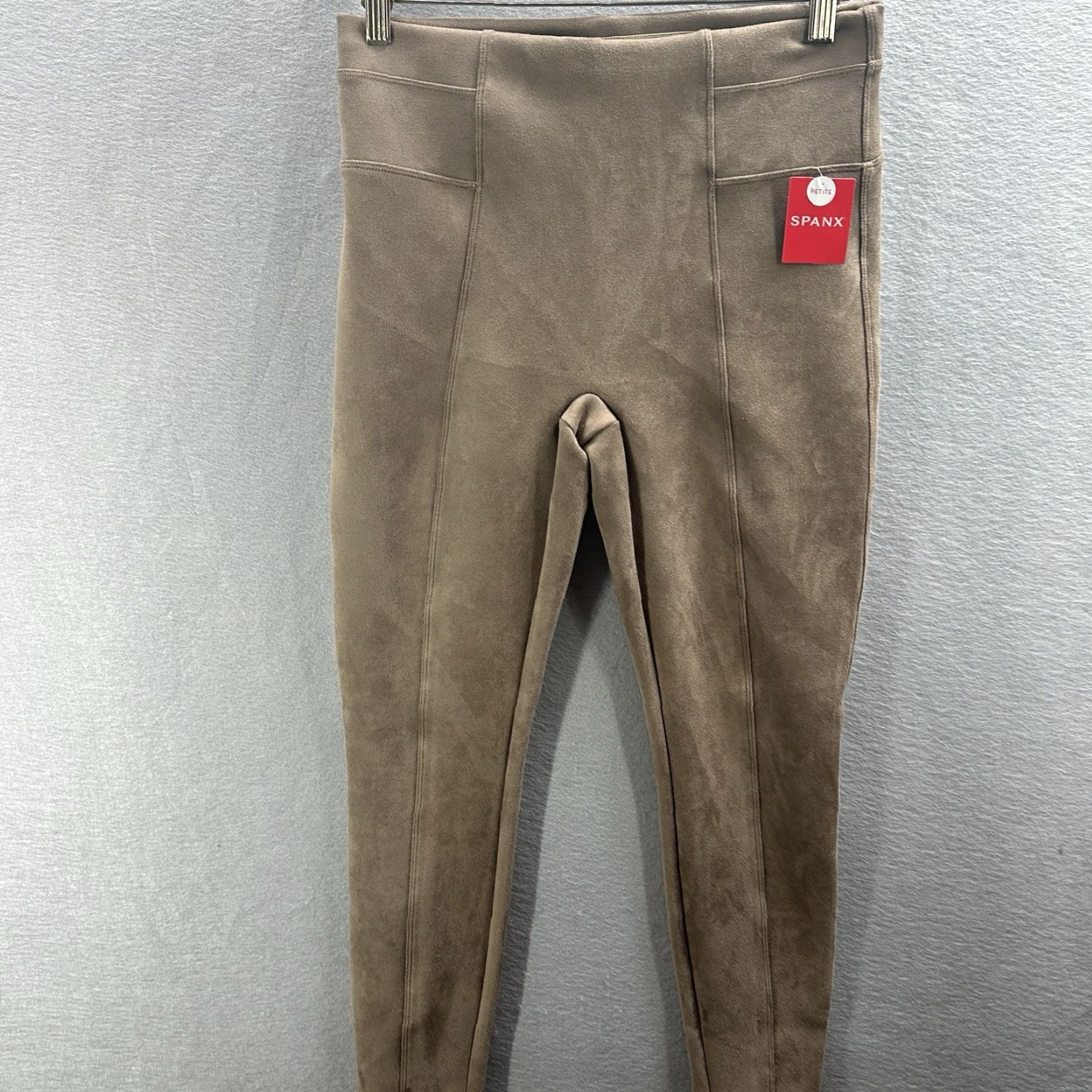 Spanx SPANX Faux Suede Leggings Womens Petite M Camel Beige Velvet Shaping High Rise Slimming Made in USA Womens Petite M Beige Velvet Leggings Size 32" / US 10 / IT 46 - 2 Thumbnail