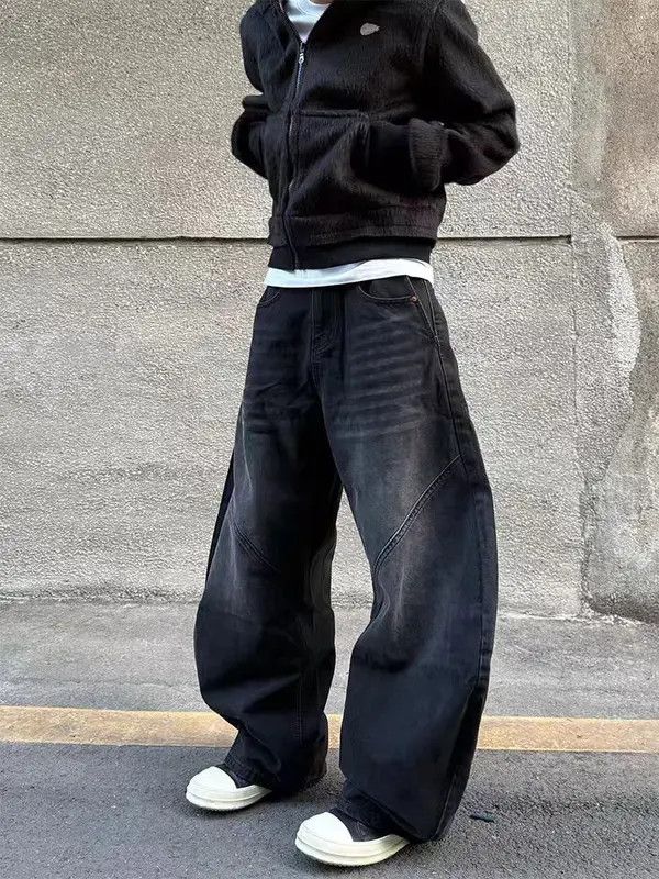 VIBE Washed Black Machete Contour Baggy Jeans Size US 34 / EU 50 - 7 Thumbnail