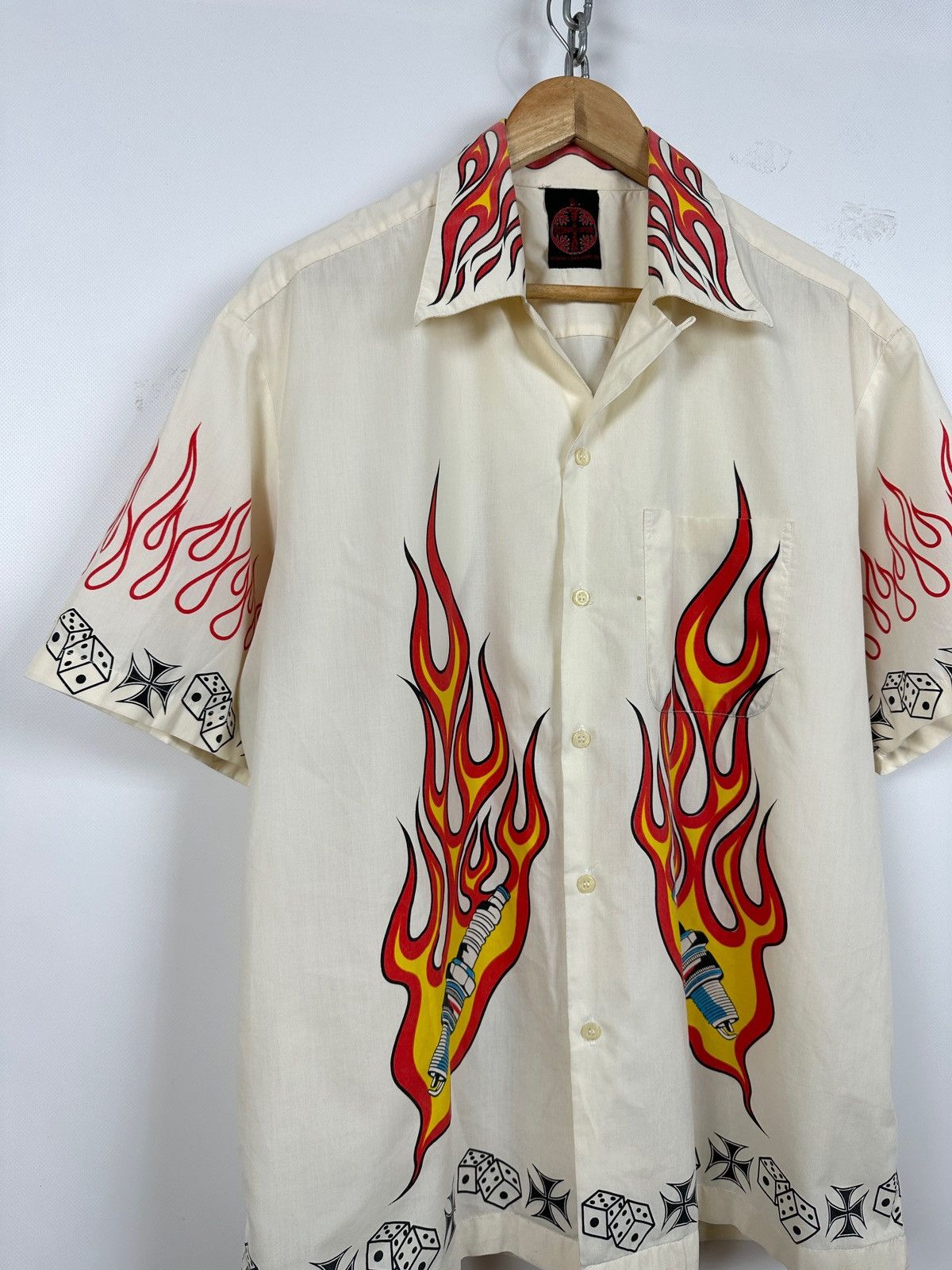 Other Vintage Pete Chenaski Fire Flame Car Crazy Hawaiian Shirt Size US XL / EU 56 / 4 - 3 Thumbnail