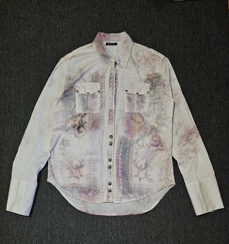 Balmain Balmain Floral Print Long Sleeve Shirt-yf Size US L / EU 52-54 / 3 - 1 Thumbnail