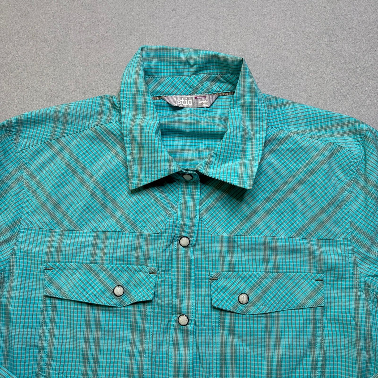 Stio Stio Button Up Shirt Women’s Medium Turquoise Plaid Size M / US 6-8 / IT 42-44 - 2 Thumbnail