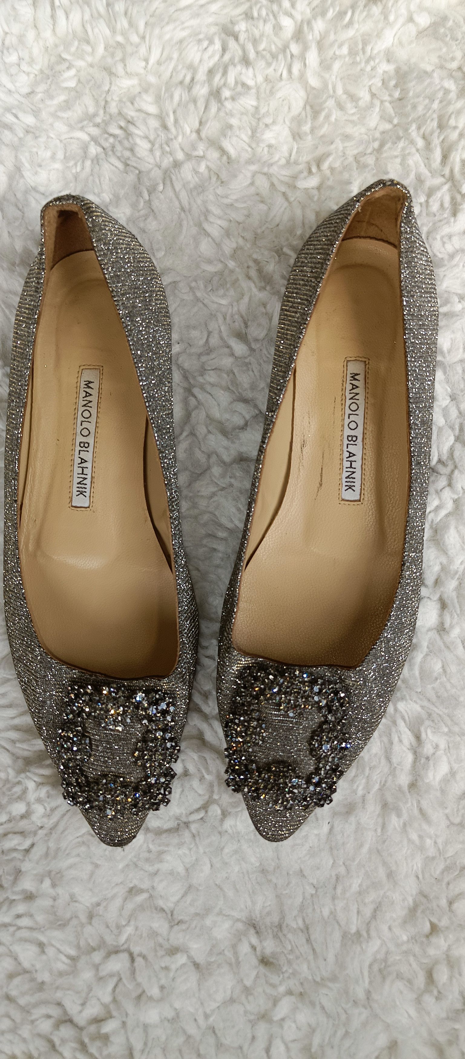 Manolo Blahnik MANOLO BLAHNIK Hangisi Silver Metallic Woven Size US 6 / IT 36 - 2 Thumbnail