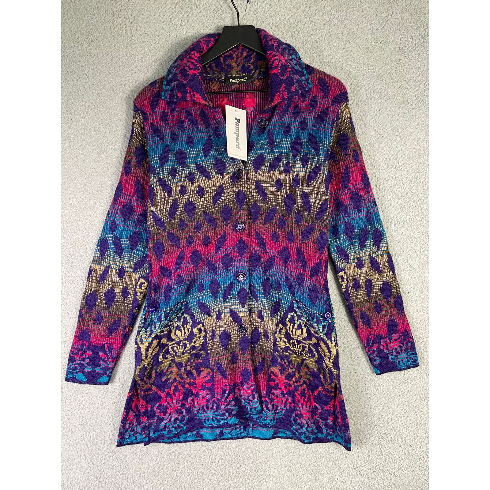 Other Pampara Multicolor Knit Button Jacket Tunic Small NWT Boho Size M / US 6-8 / IT 42-44 - 1 Thumbnail