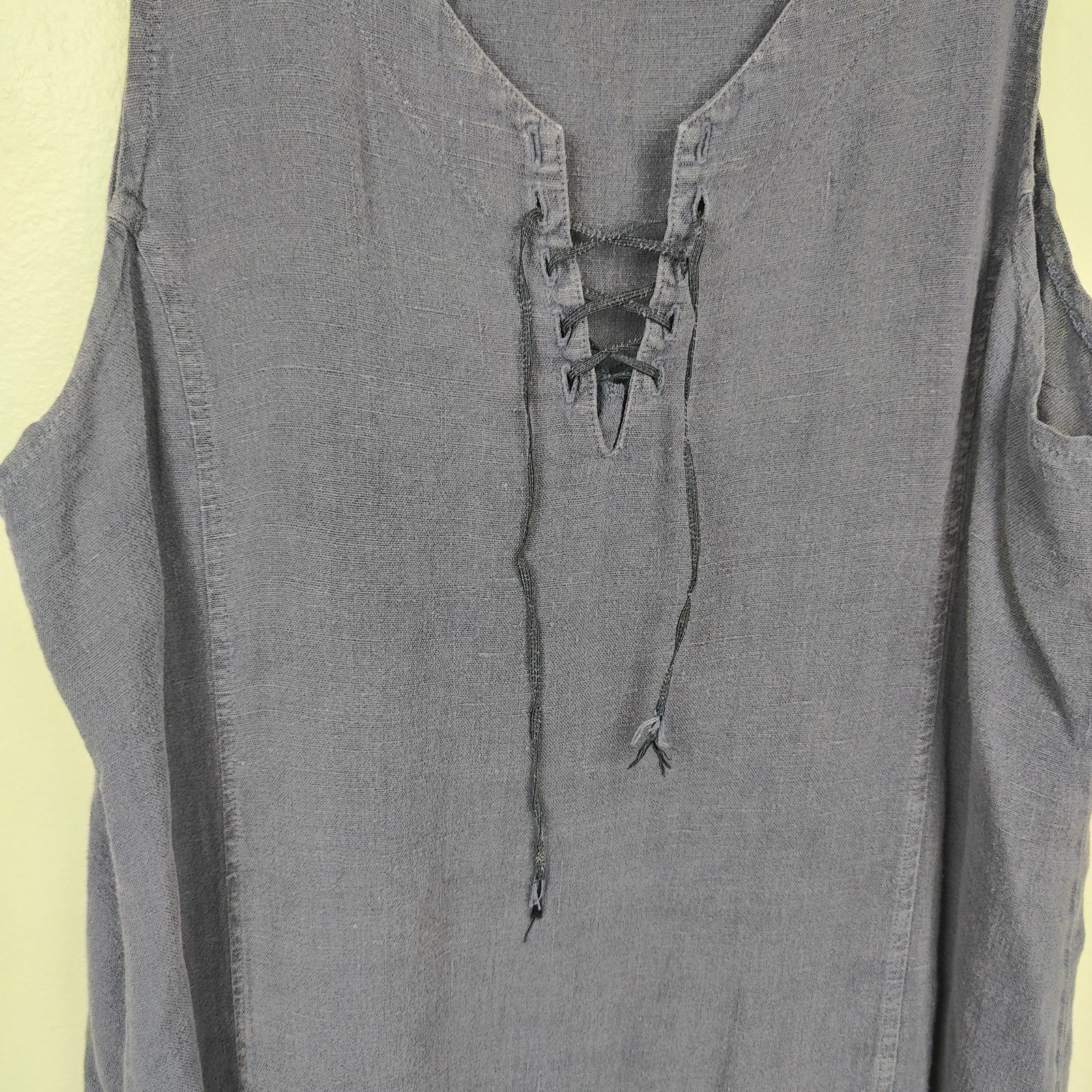 Other Vintage Varsity Linen Maxi Dress Womens Large Navy Blue Size L / US 10 / IT 46 - 2 Thumbnail