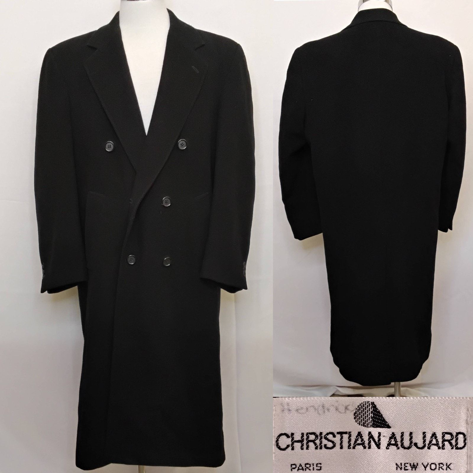 Other Christian Aujard Peacoat Men's 46 Chest Black Cashmere Blend Size US L / EU 52-54 / 3 - 1 Thumbnail