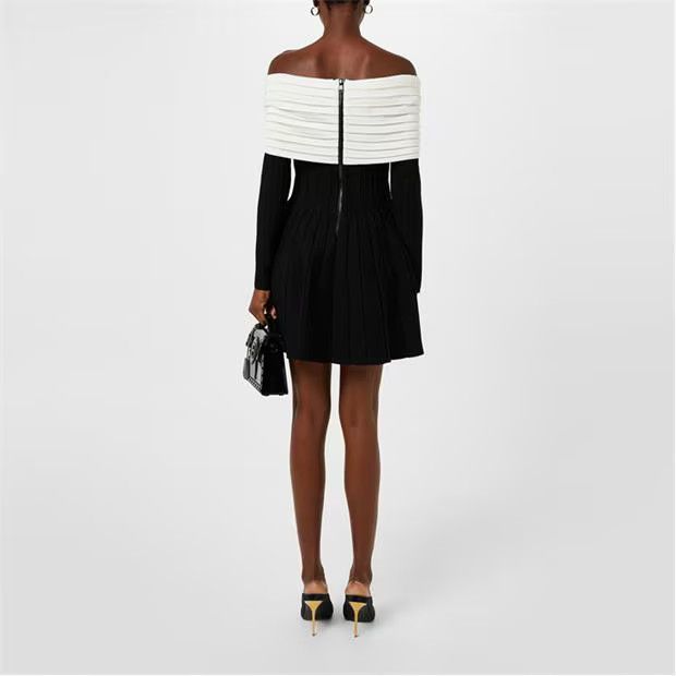 Balmain o1g2r1mq0924 Mini Dress in Black & Cream Size M / US 6-8 / IT 42-44 - 5 Thumbnail