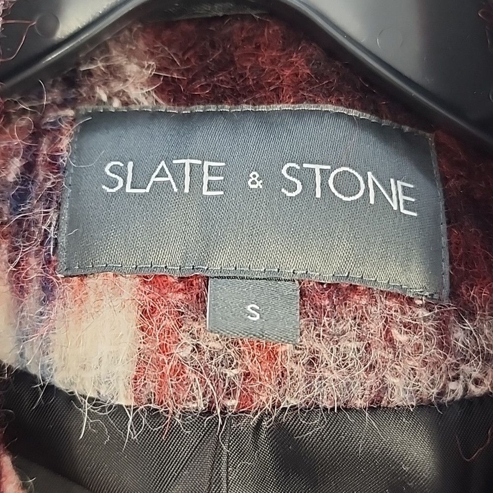 Slate & Stone Slate & Stone Plaid Red/White Wool-Blend Moto Jacket Size S / US 4 / IT 40 - 2 Thumbnail
