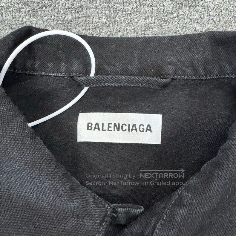 Balenciaga Balenciaga Back Crystal Logo Faded Washed Denim Jacket Size XXS / US 00 / IT 34 - 5 Thumbnail