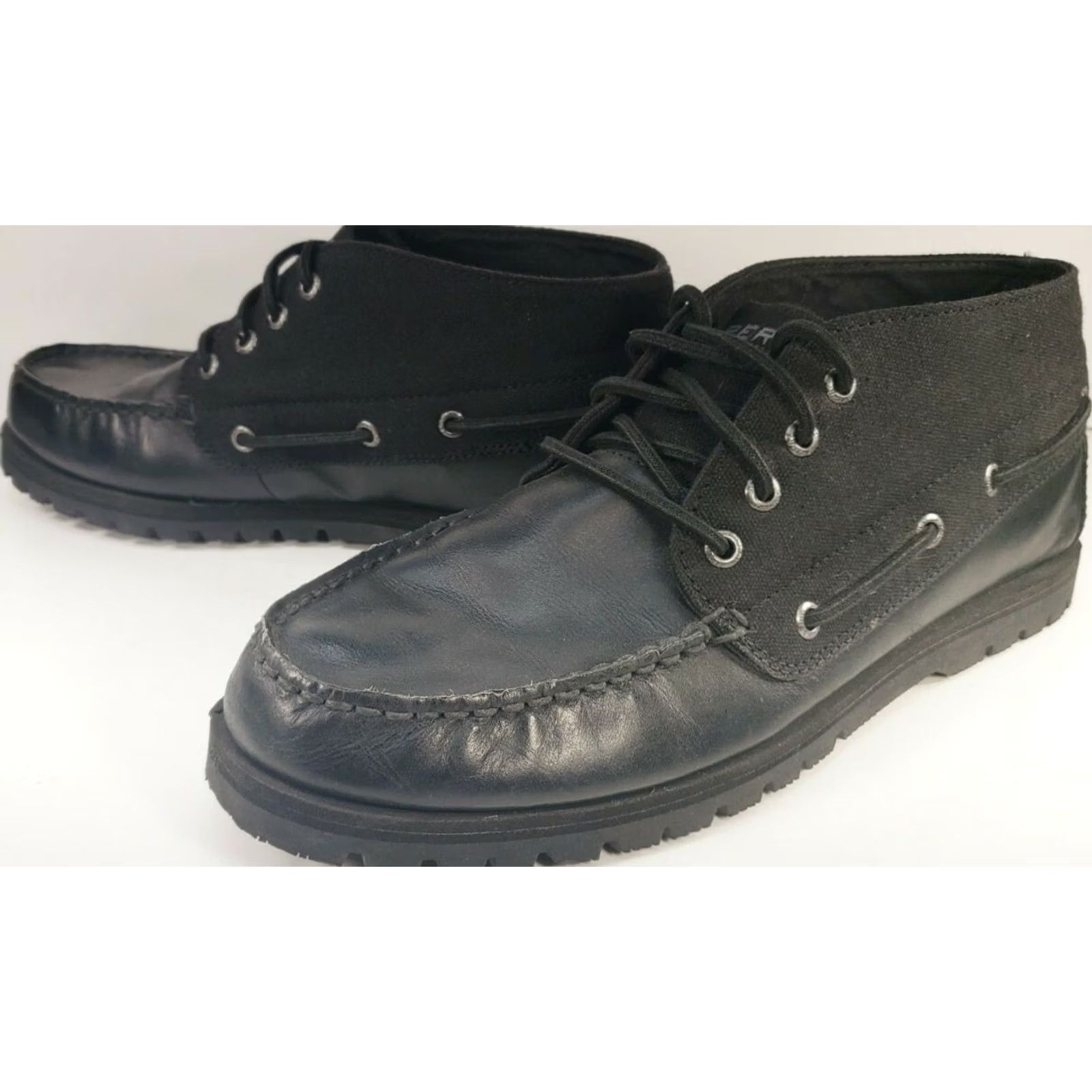 Sperry Sperry Top-Sider Leeward Mini Lug Chukka Boots STS18292 Black Leather Mens 11M Shoe, Boot, Lug, Canvas, Leather, Sperry Top-Sider Leeward, Mens, 11M Size US L / EU 52-54 / 3 - 4 Thumbnail