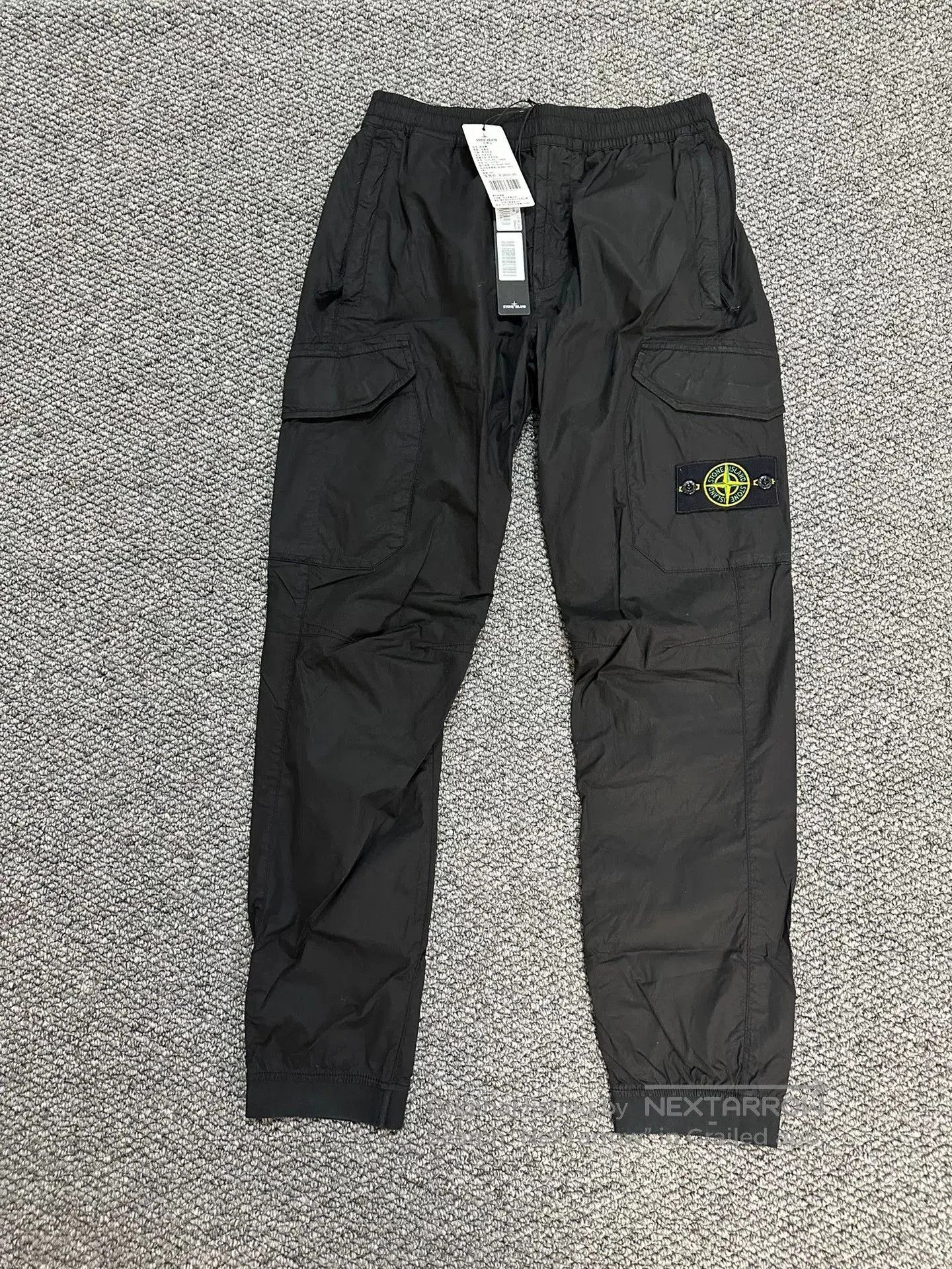stone island black cargo pants with tags.