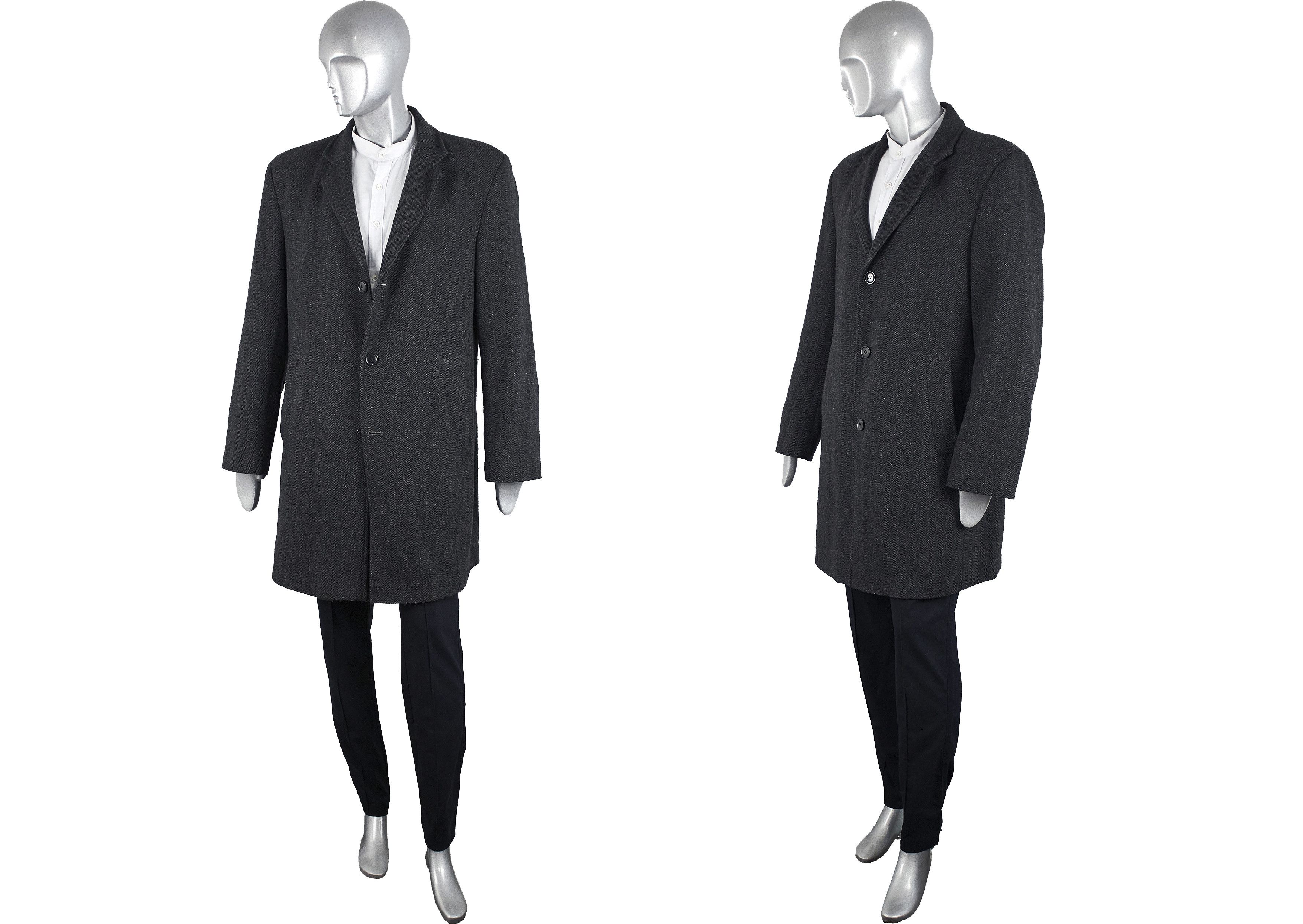 Vintage Men's luxury Y2K gray wool coat Frederik Anderson Copenhagen Size US XL / EU 56 / 4 - 3 Thumbnail