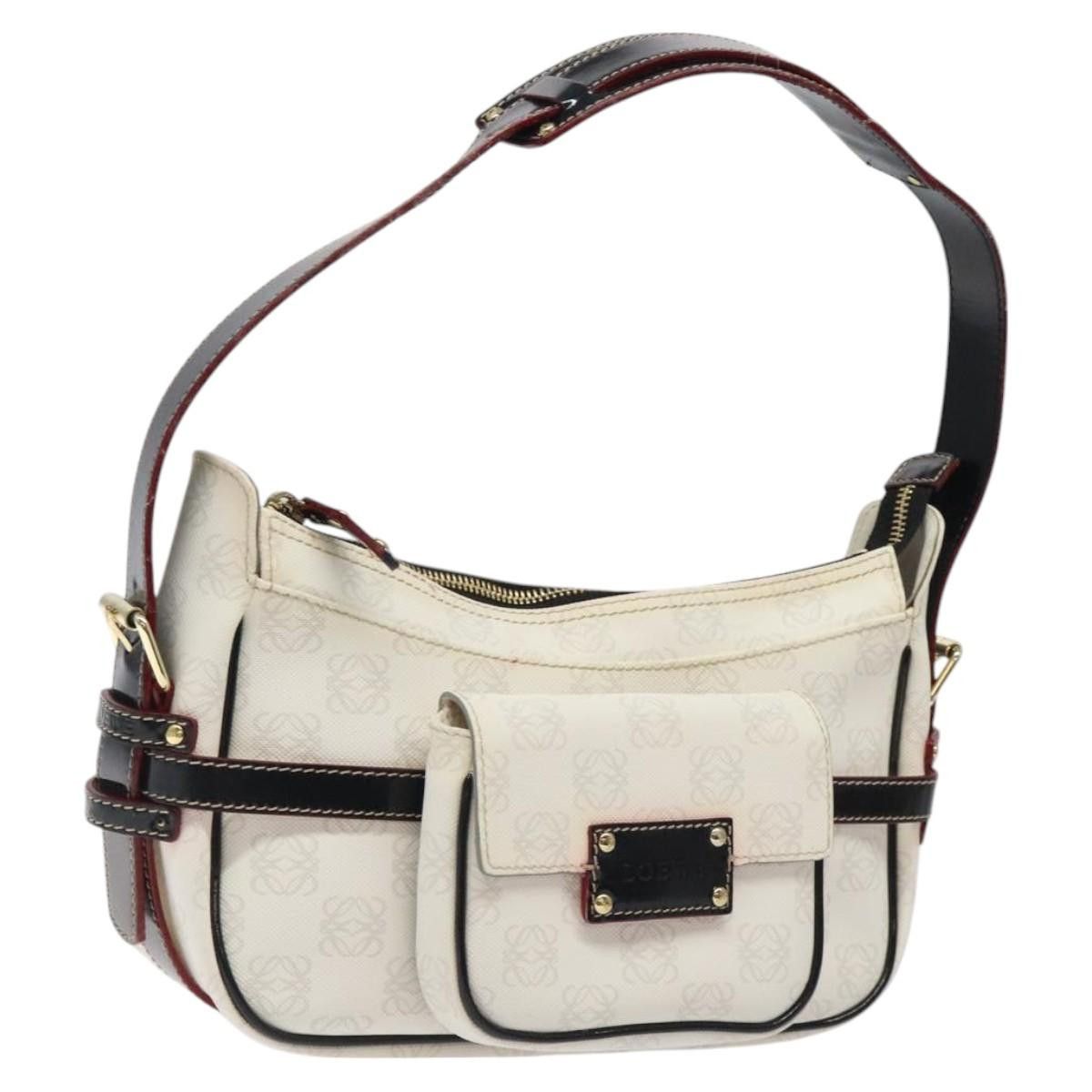 Loewe Anagram Shoulder Bag Pvc White Gold Auth Hk2424 in White/Gold, Women's