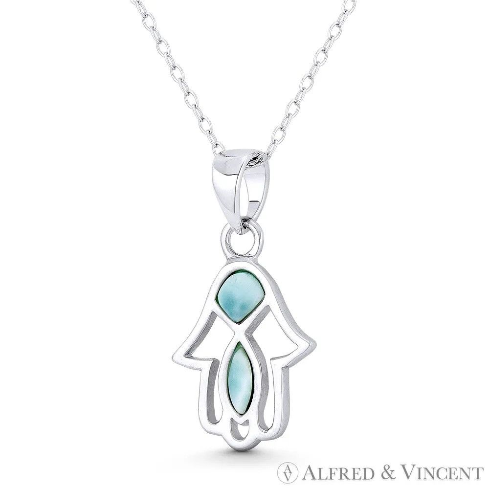 Other Hamsa Hand Evil Eye Charm Created Chalcedony Pendant Size ONE SIZE - 1 Preview