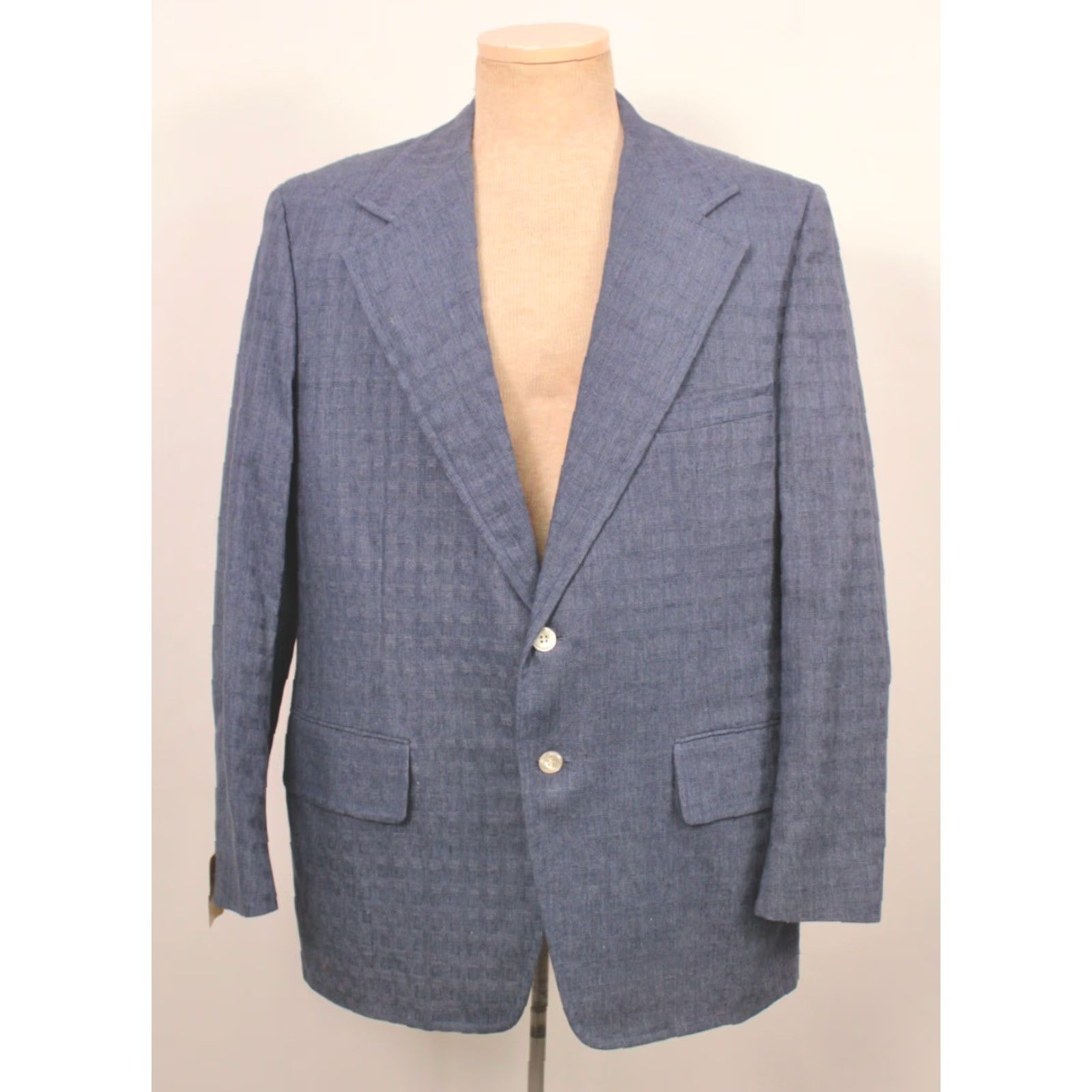 Vintage VINTAGE Haspel Leisure Suit Blue 70s 2 PC Mens Sz 43W38 Polyester Cotton 1970s Disco Size 46R - 6 Thumbnail