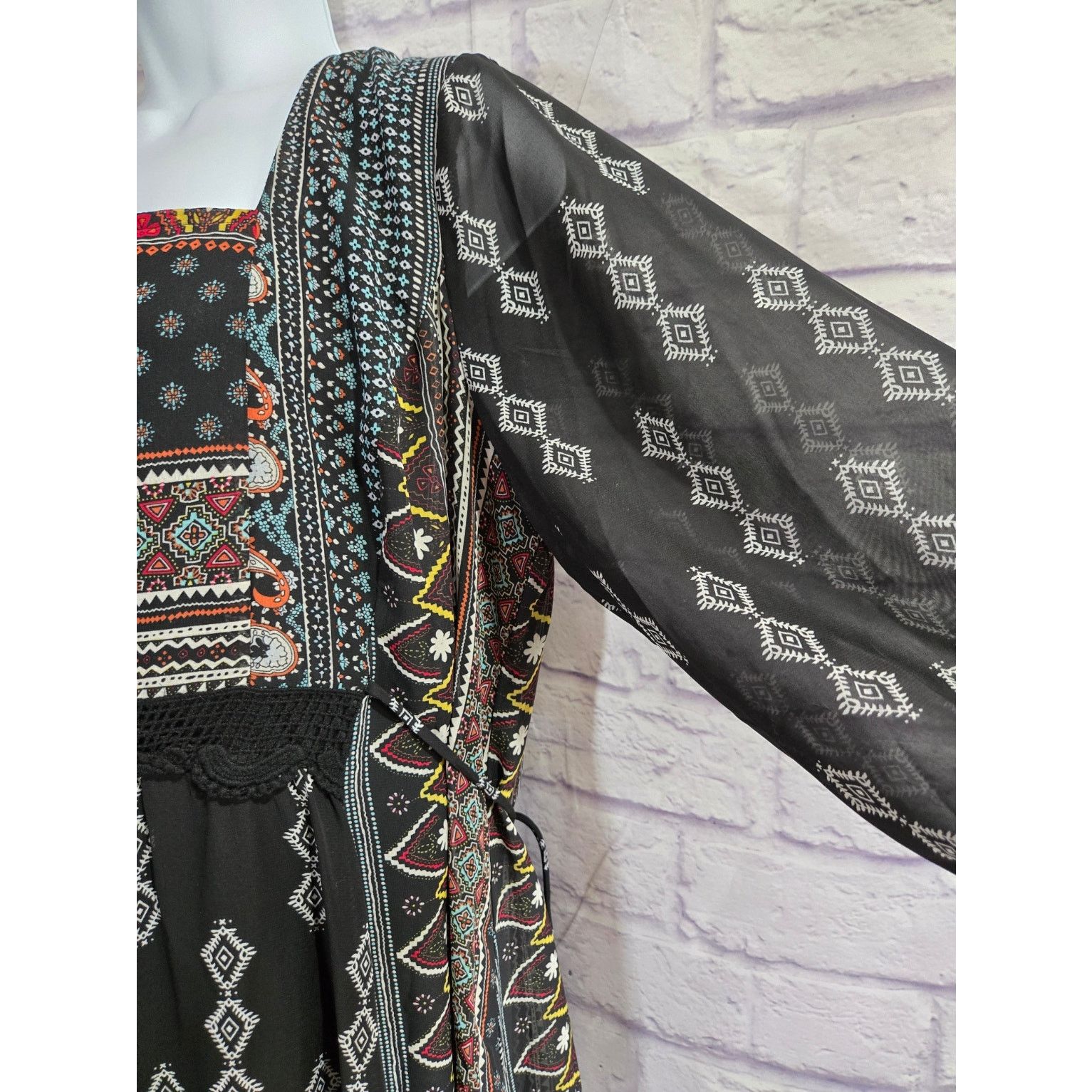 Other Sami & Jo Black Geo Print Bohemian Style Dress 2X Plus Lined Size XXL / US 16-18 / IT 52-54 - 2 Thumbnail