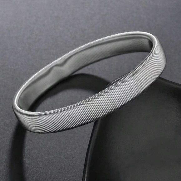 Other Men Stainless Steel Style Elastic Metal Armband Bracelet (S) Size ONE SIZE - 5 Thumbnail