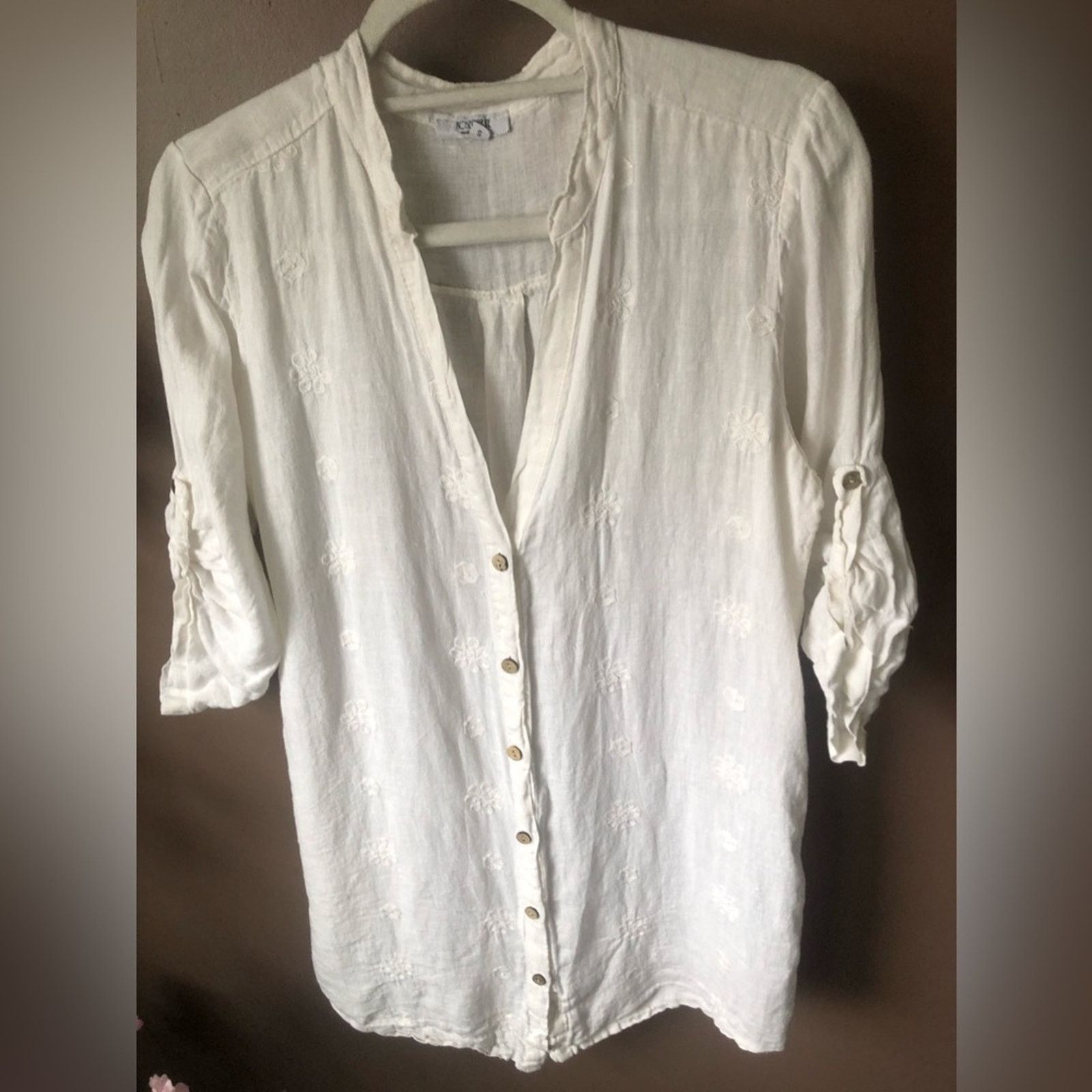 NBDN Nobrandedon Floral embroidered Linen shirt top button up Size S / US 4 / IT 40 - 3 Thumbnail