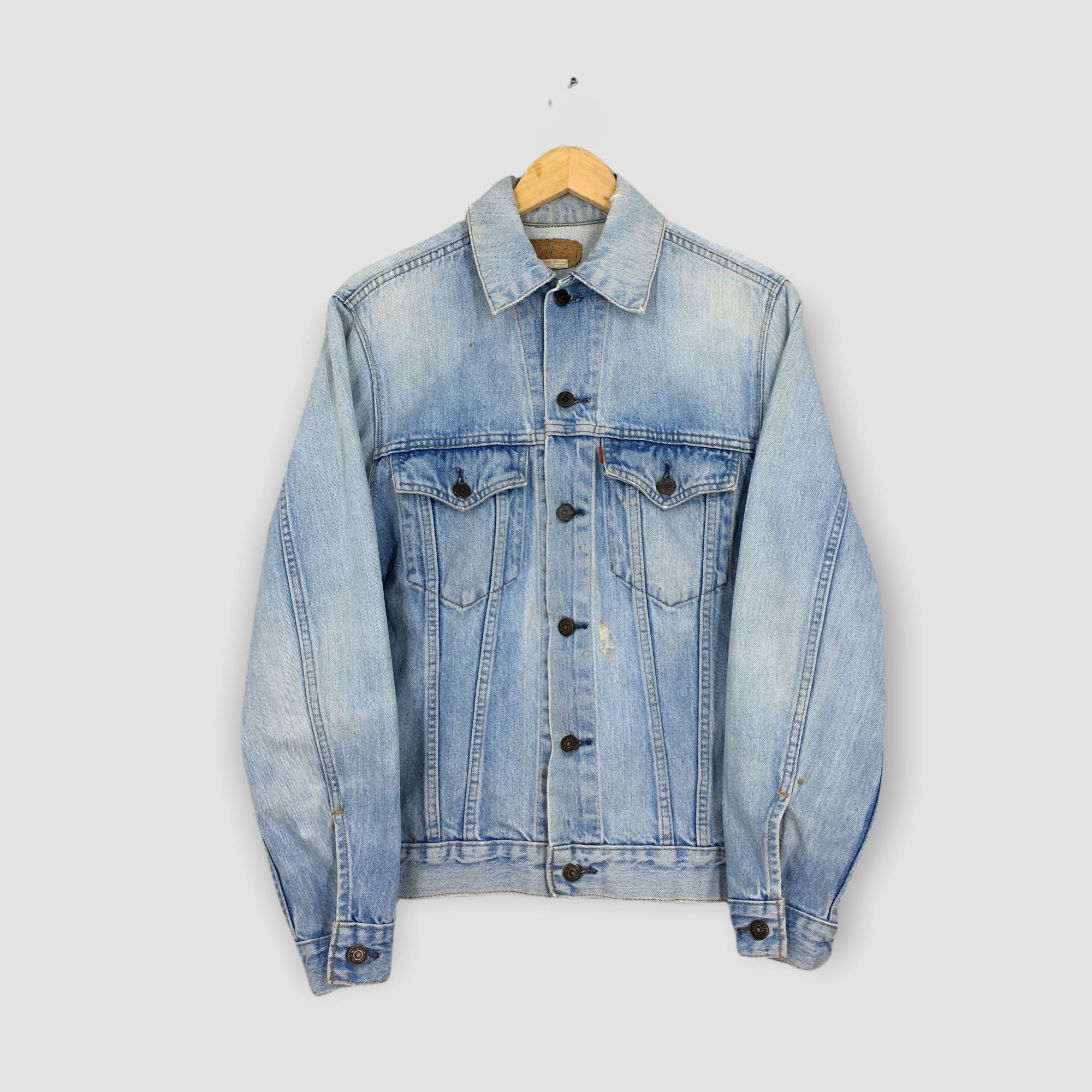 image of Vintage Levis Trucker Distressed Denim Jeans Jacket Small in Blue, Men's