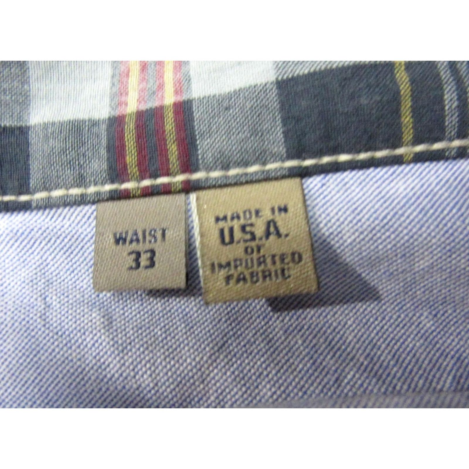 Bills Khakis Bills Khakis Pants Mens 33x38 Blue Derby Plaid Raw Hem Parker Preppy Chino USA Size US 33 - 6 Thumbnail