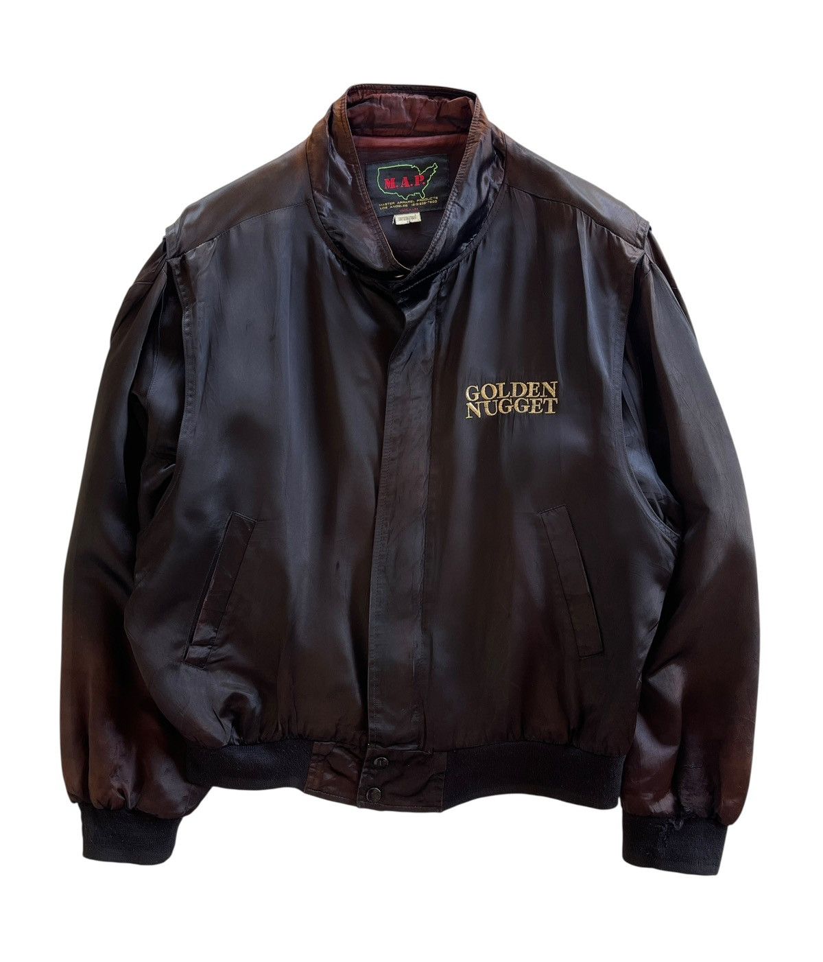 Vintage 80s Golden Nugget Satin Bomber Jacket Size US L / EU 52-54 / 3 - 5 Thumbnail