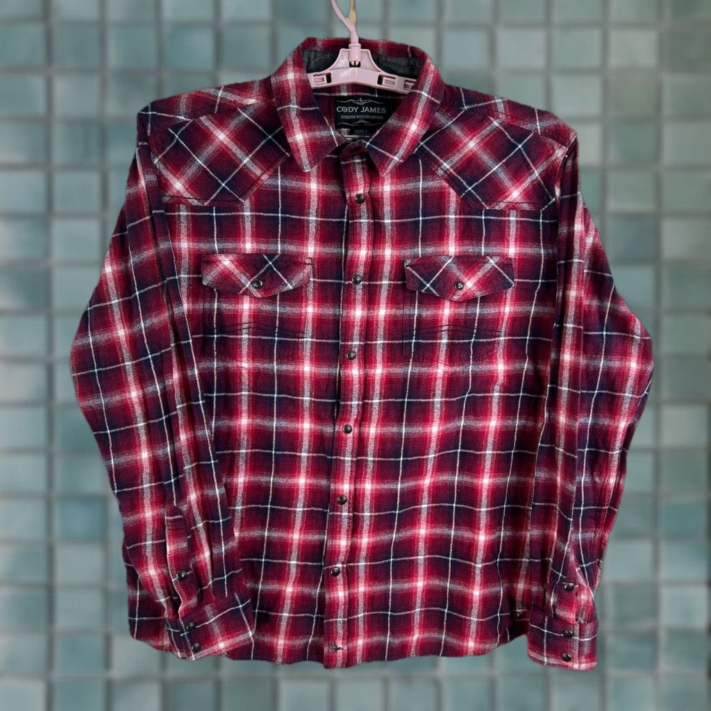 Vintage VINTAGE Pearl Plaid Western Flannel Shirt Men’s L Red Pearl Snap Button-Up Long Sleeve Size US L / EU 52-54 / 3 - 1 Thumbnail