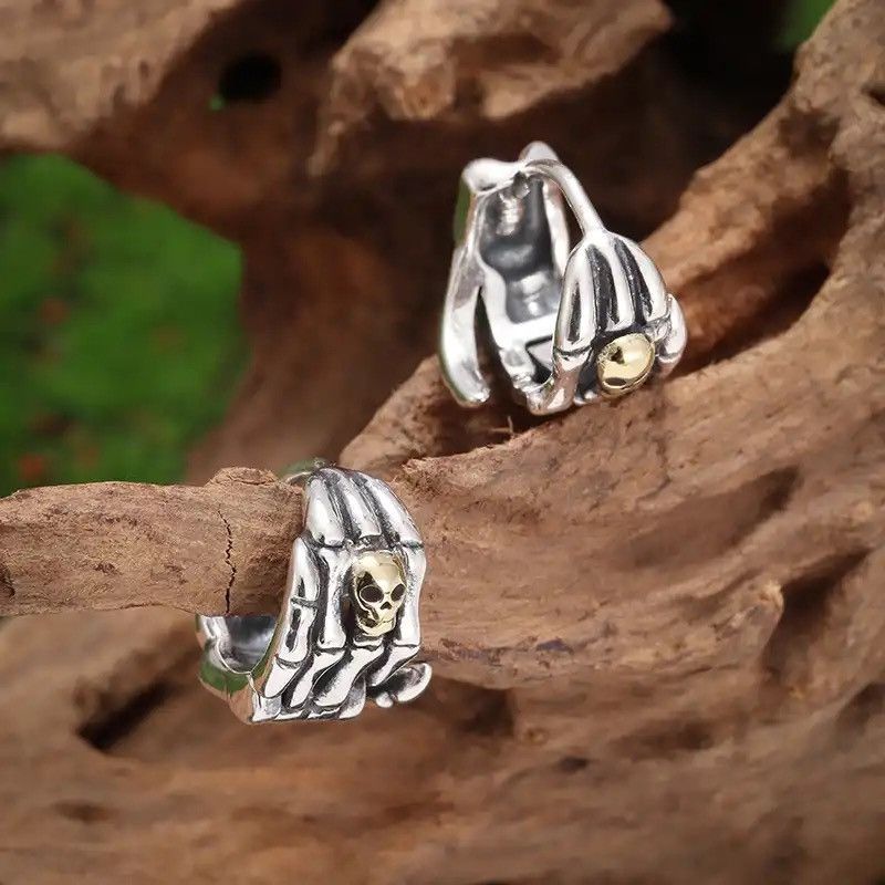 Jewelry × Vintage Gothic Skull Ghost Head Hand Earrings Size ONE SIZE - 2 Thumbnail