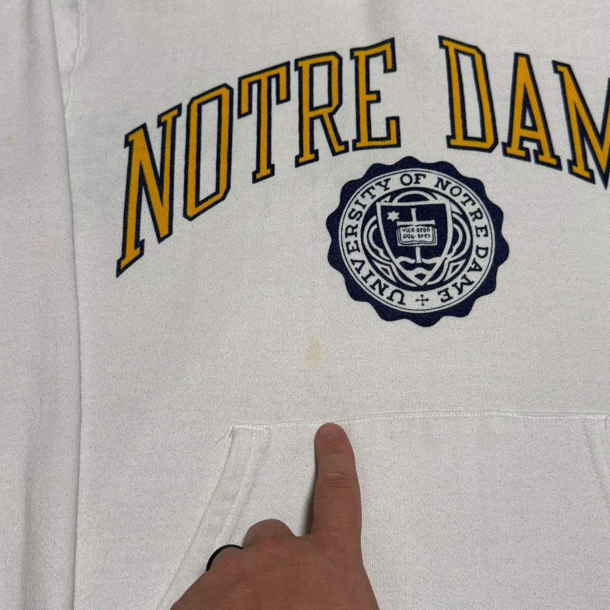 Champion Vintage 90s Notre Dame University Stained Hoodie Women's XL Size XL / US 12-14 / IT 48-50 - 3 Thumbnail