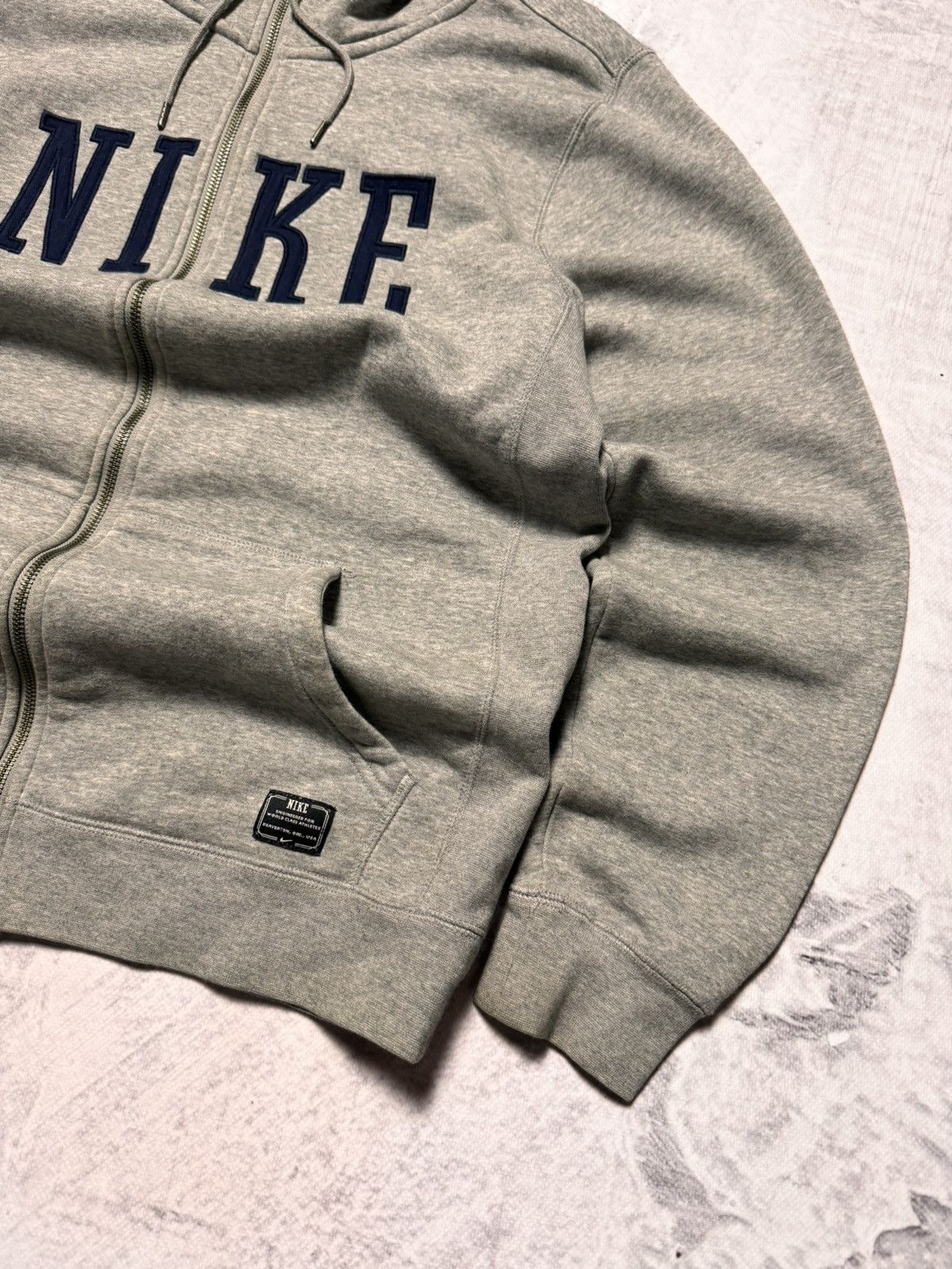 Nike × Vintage 00s Nike Vintage Big Logo Oversize Drill Zip Hoodie Y2K Size US L / EU 52-54 / 3 - 4 Thumbnail