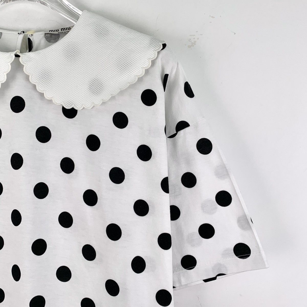 Miu Miu Miu Miu Peter Pan Collar Short Sleeve T-shirt K26WX Size XS / US 0-2 / IT 36-38 - 3 Thumbnail
