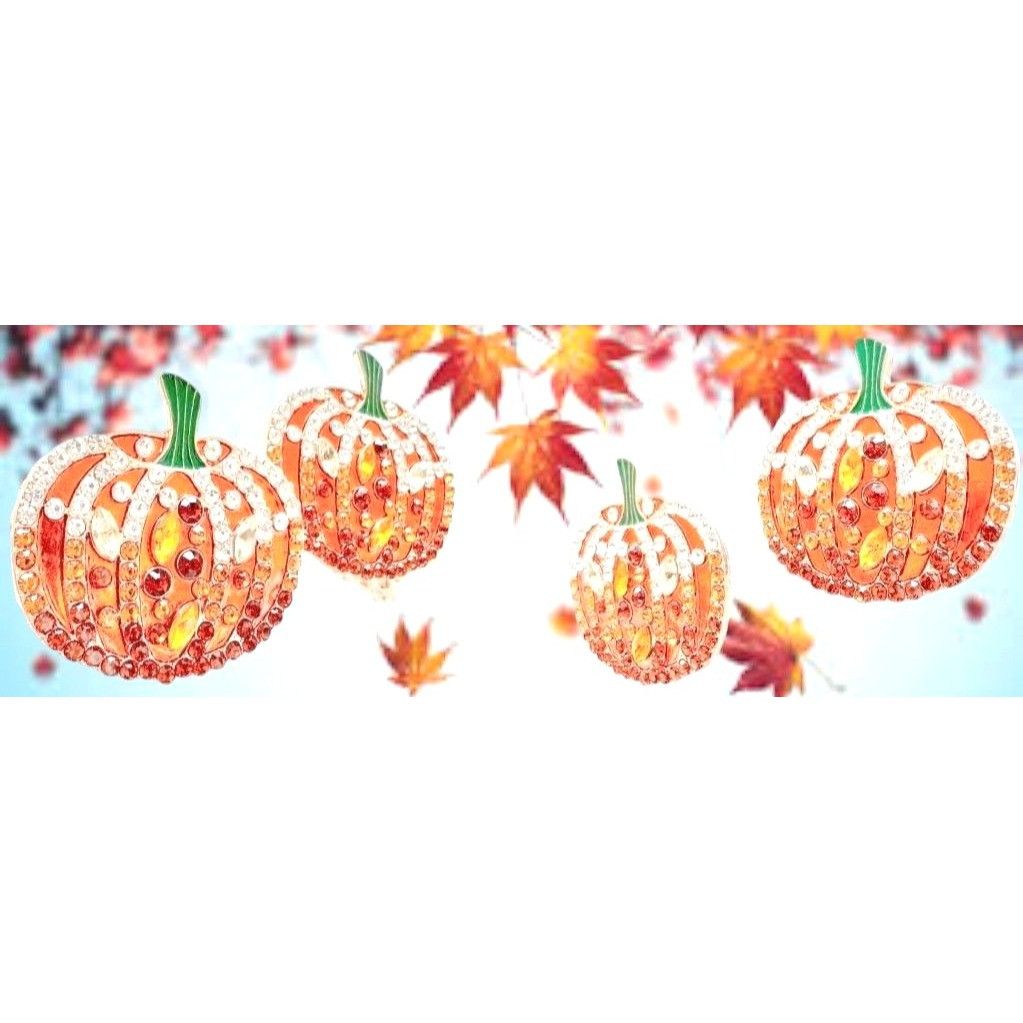Handmade Pumpkin Earrings New Rhinestones Pierced Posts Thanksgiving Size ONE SIZE - 4 Thumbnail