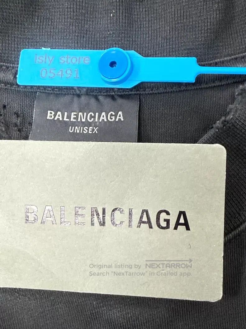Balenciaga Balenciaga Ripped back letter printed round neck short-sle Size US S / EU 44-46 / 1 - 5 Thumbnail