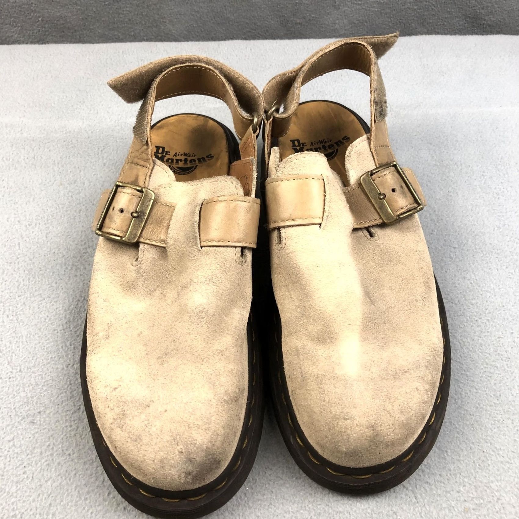 Dr. Martens Dr Martens Mens Size 8 Beige Jorge II Suede Slingback Buckle Mules Size US 8 / EU 41 - 4 Thumbnail