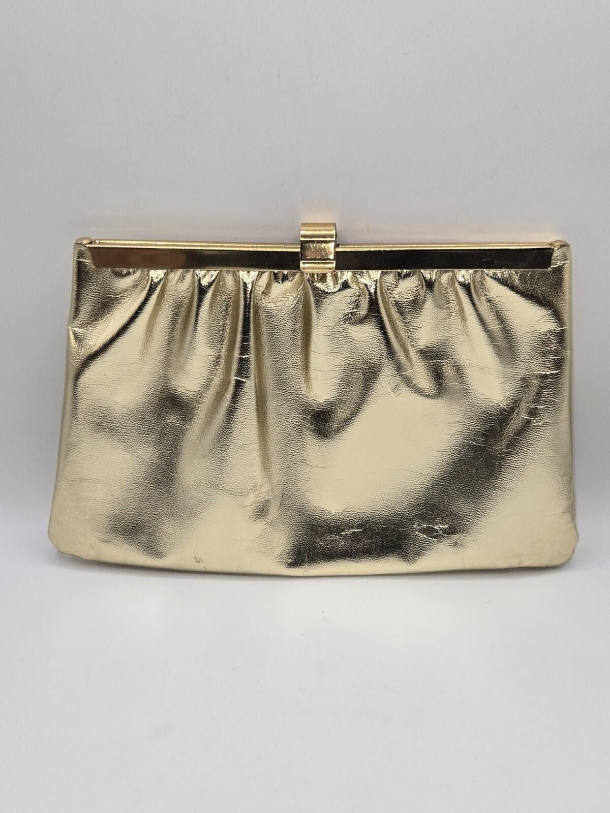 The Unbranded Brand Vintage Gold Metallic Clutch Evening Handbag Size ONE SIZE - 1 Thumbnail