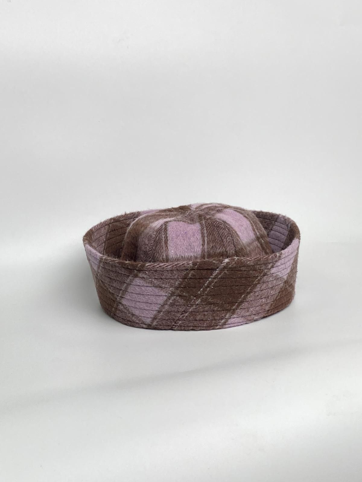 Japanese Brand Retro Pink Brown Plaid Beret Sailor Hat Y2K French Girl OS Size ONE SIZE - 7 Thumbnail