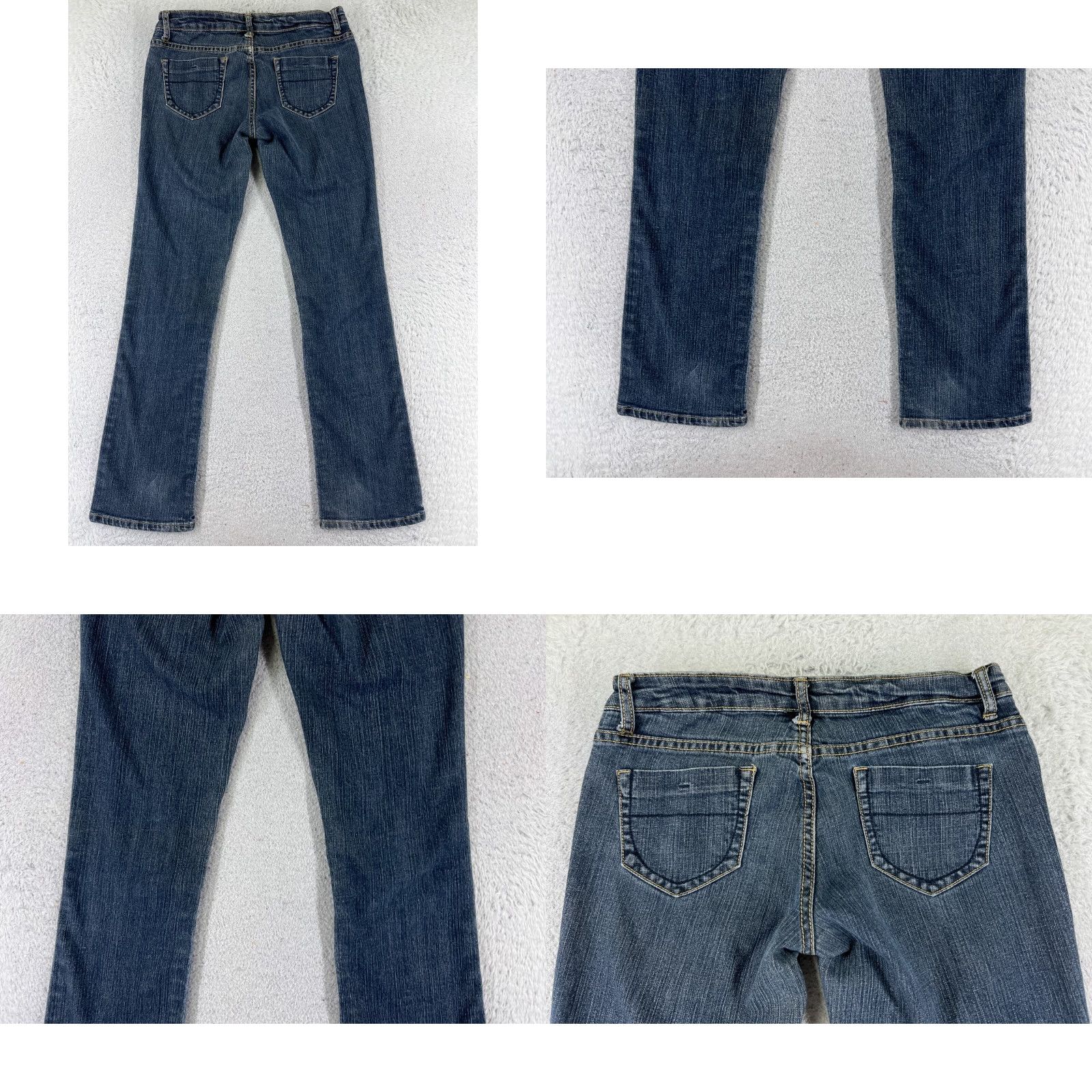 Denime Twentyone Jeans Women Boots-cut Denim Blue 29x31 Low Rise Distressed Cotton 5-Pocket Regular Size 29" - 9 Thumbnail