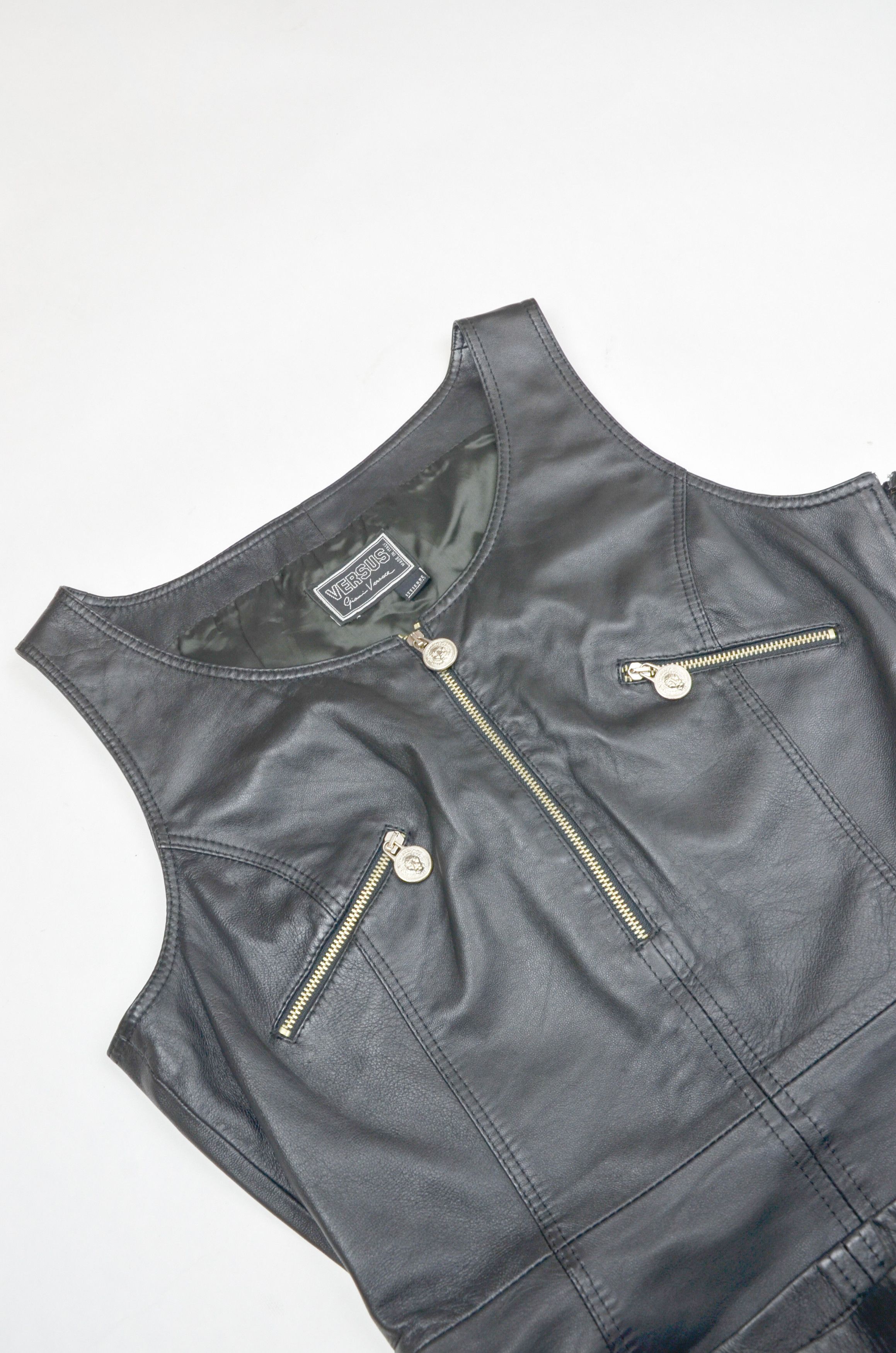Versace × Versus Versace VERSUS VERSACE Rare Leather Mini Dress - S Size S / US 4 / IT 40 - 3 Thumbnail