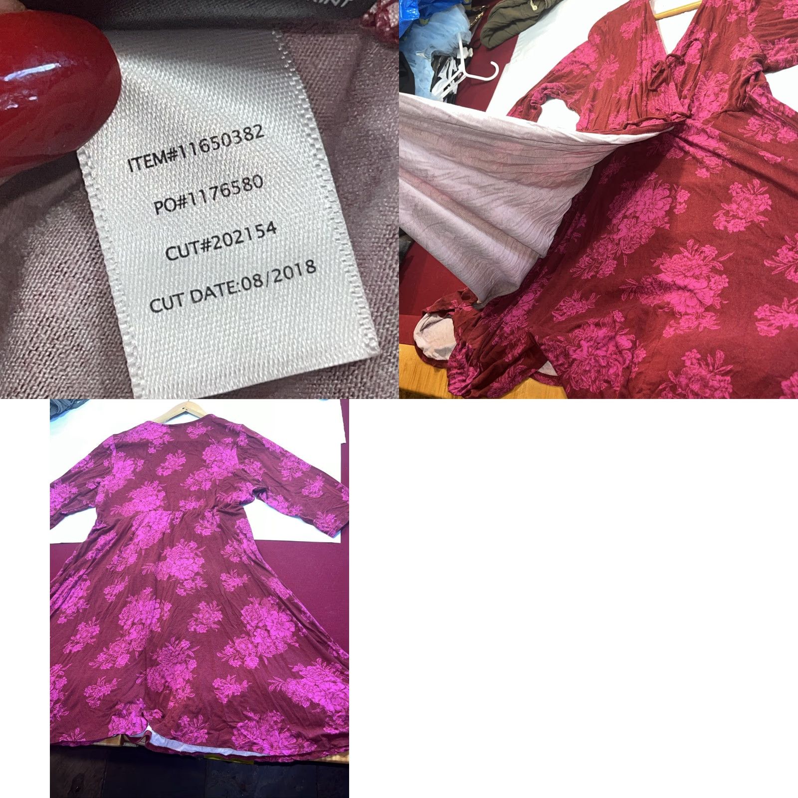Torrid Torrid Floral Dress V-Neck Wrap Midi 2XL Pink Red Jersey Knit Tie Front Size XXL / US 16-18 / IT 52-54 - 10 Thumbnail
