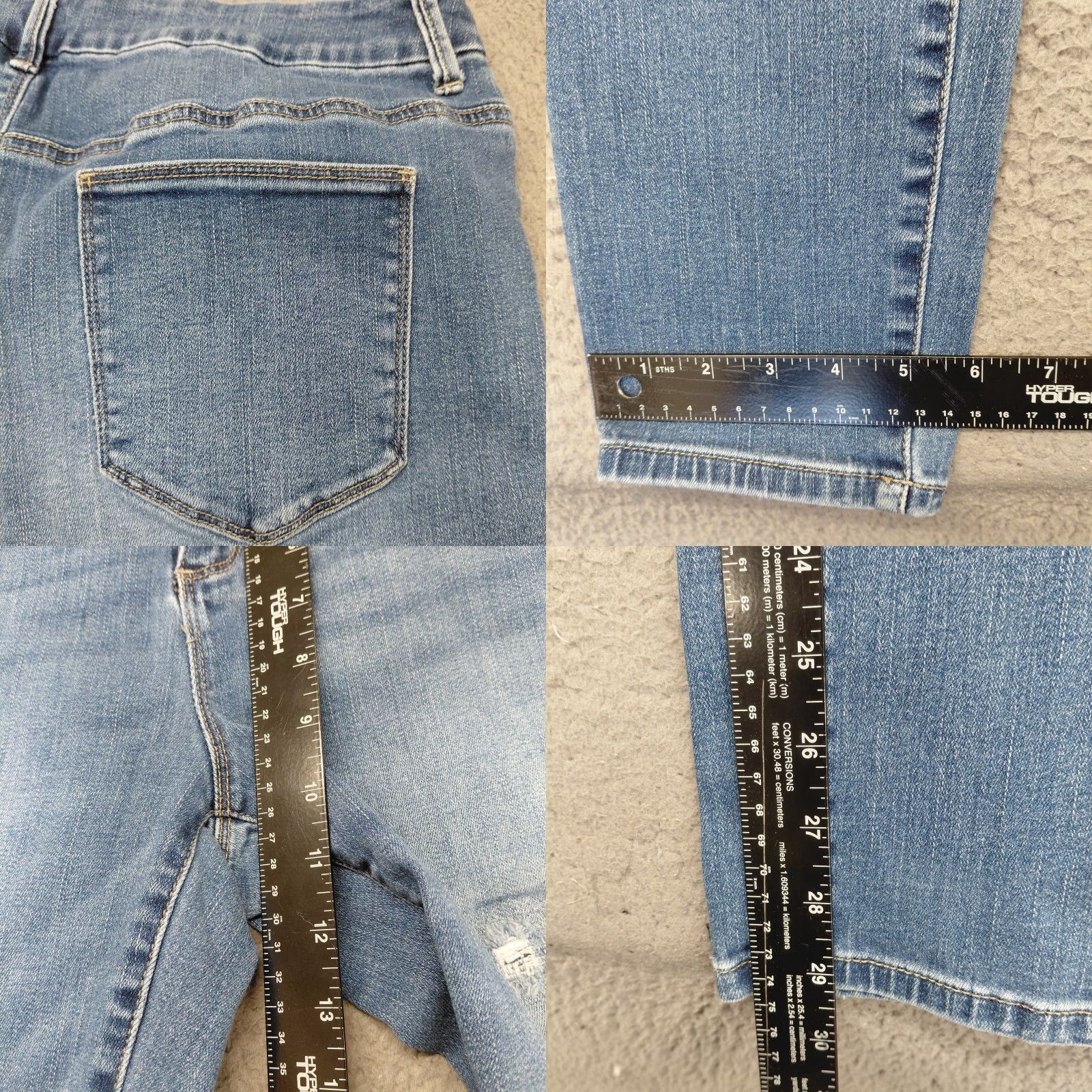 Vintage Chico's The Platinum Jegging Jeans Women’s Size 1 Blue Distressed 30X29 Stretch Regular Denim Medium Wash 5-Pocket Womens Jeans Size 25" / US 0 / IT 36 - 8 Thumbnail