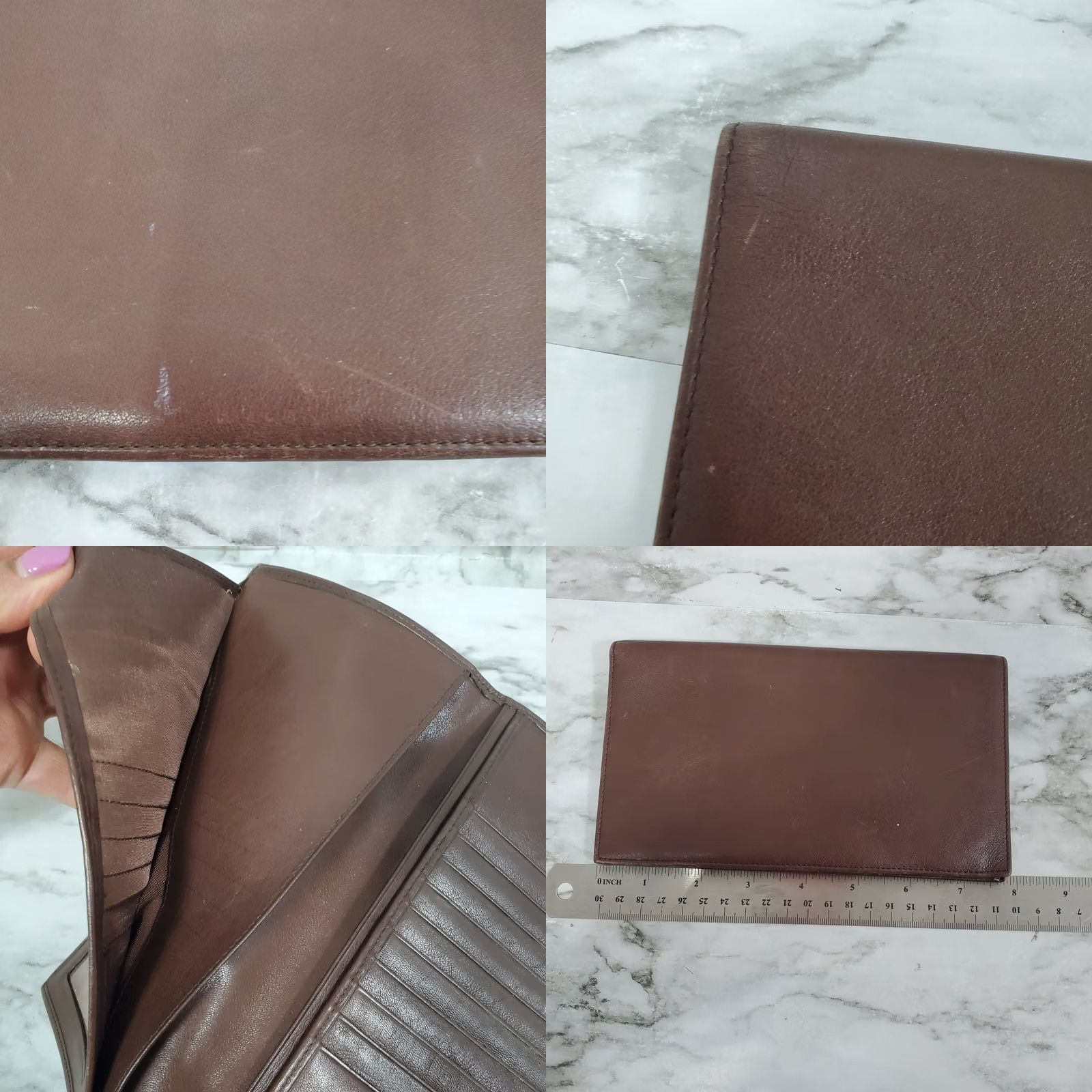 Tumi TUMI Brown Leather Long Bifold Wallet Organizer Multiple Card Slots ID Window Size ONE SIZE - 8 Thumbnail