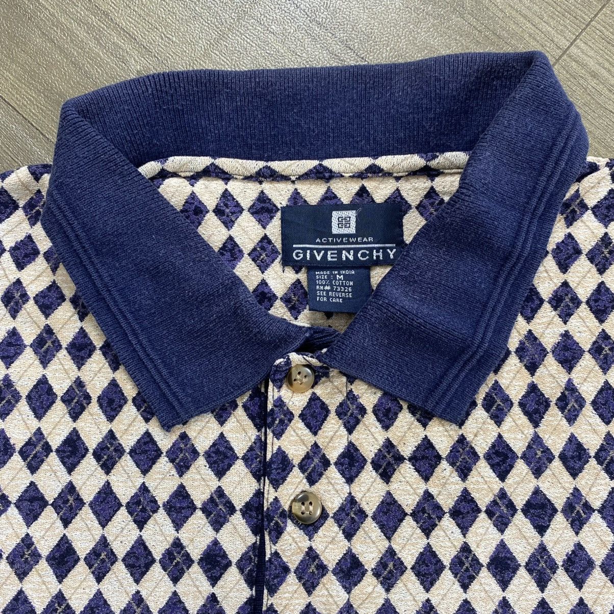 Givenchy 1990a Vintage Givenchy Activewear Diamond Pattern Polo Shirt Size US M / EU 48-50 / 2 - 4 Thumbnail