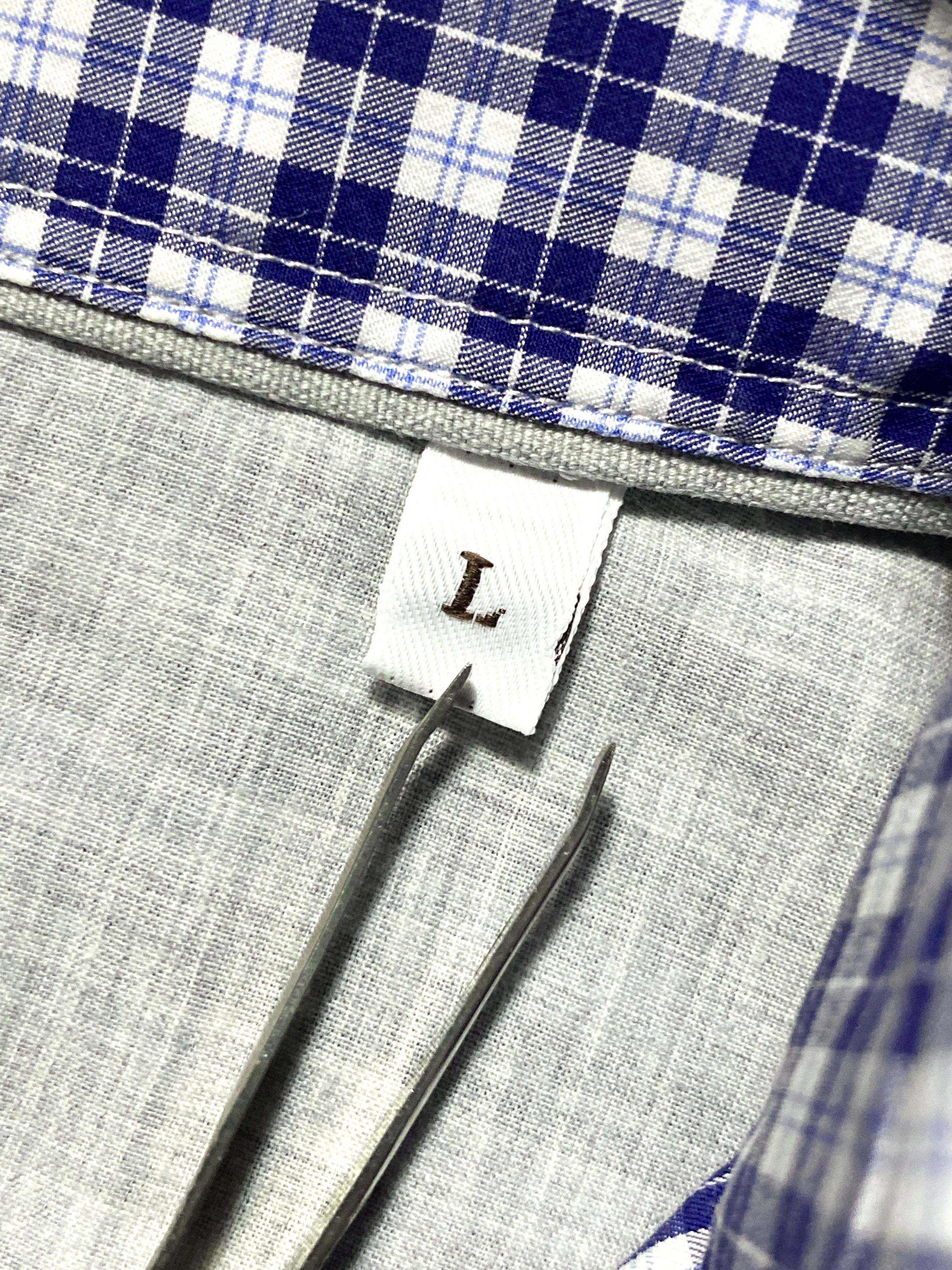 Brunello Cucinelli Brunello Cucinelli Blue White Check Cotton Dress Basic Shirt Size US L / EU 52-54 / 3 - 11 Thumbnail