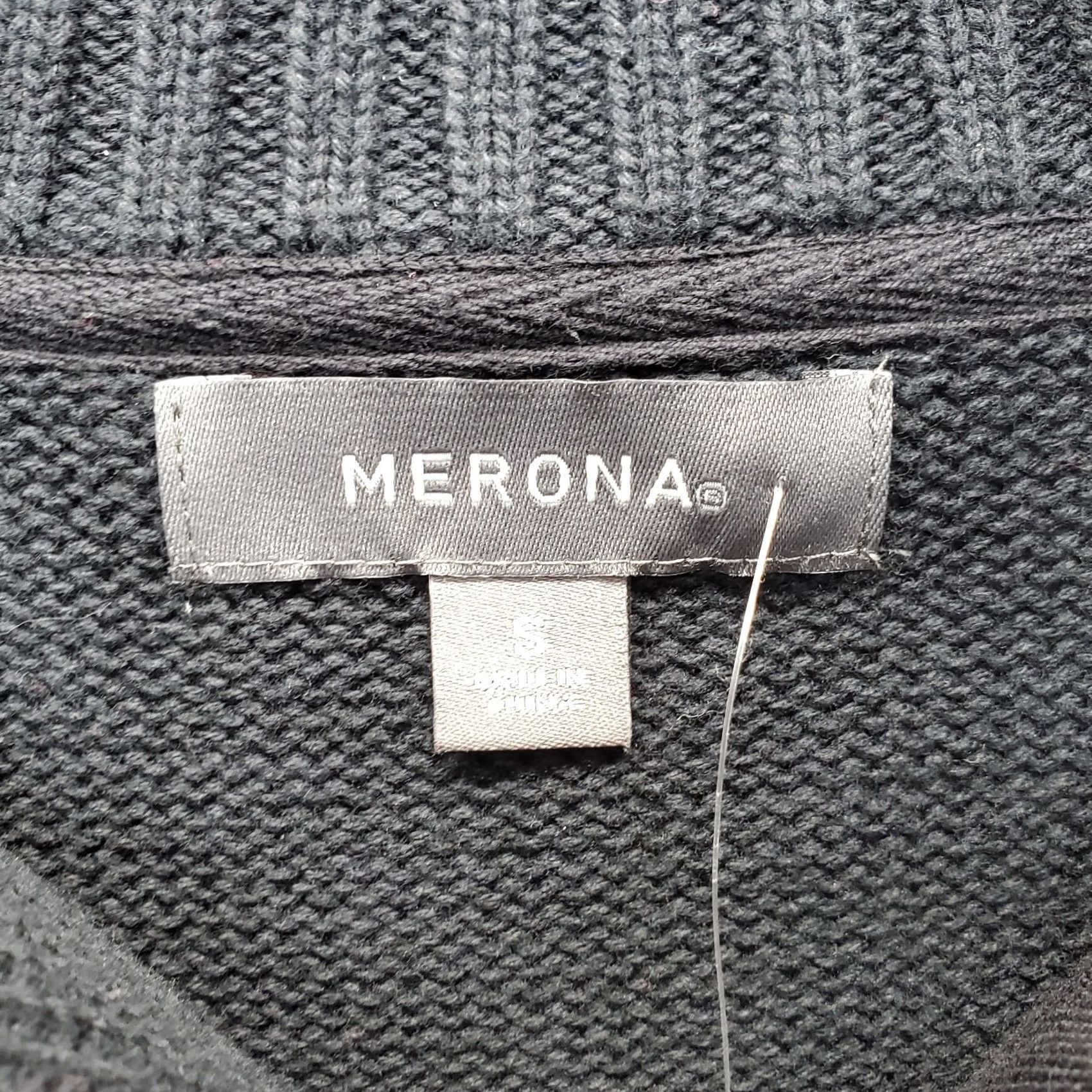Merona Merona Sweater Mens Small Black Chunky Knit Raglan Sleeve Mock Neck Snap Front Size US S / EU 44-46 / 1 - 6 Thumbnail