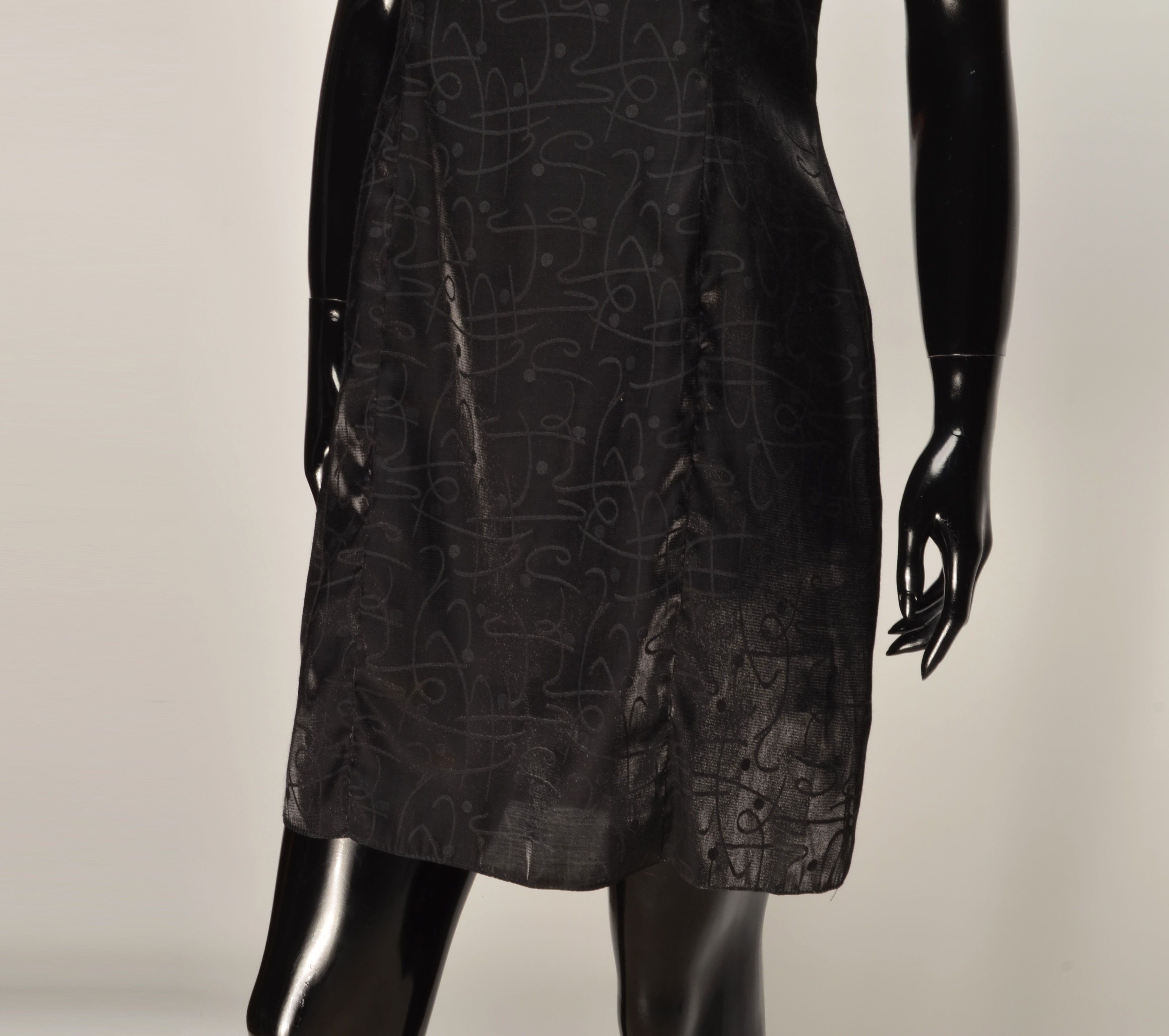 Vintage Vintage Dimols Y2K Black Satin Textured Straps Mini Dress Size M / US 6-8 / IT 42-44 - 3 Thumbnail