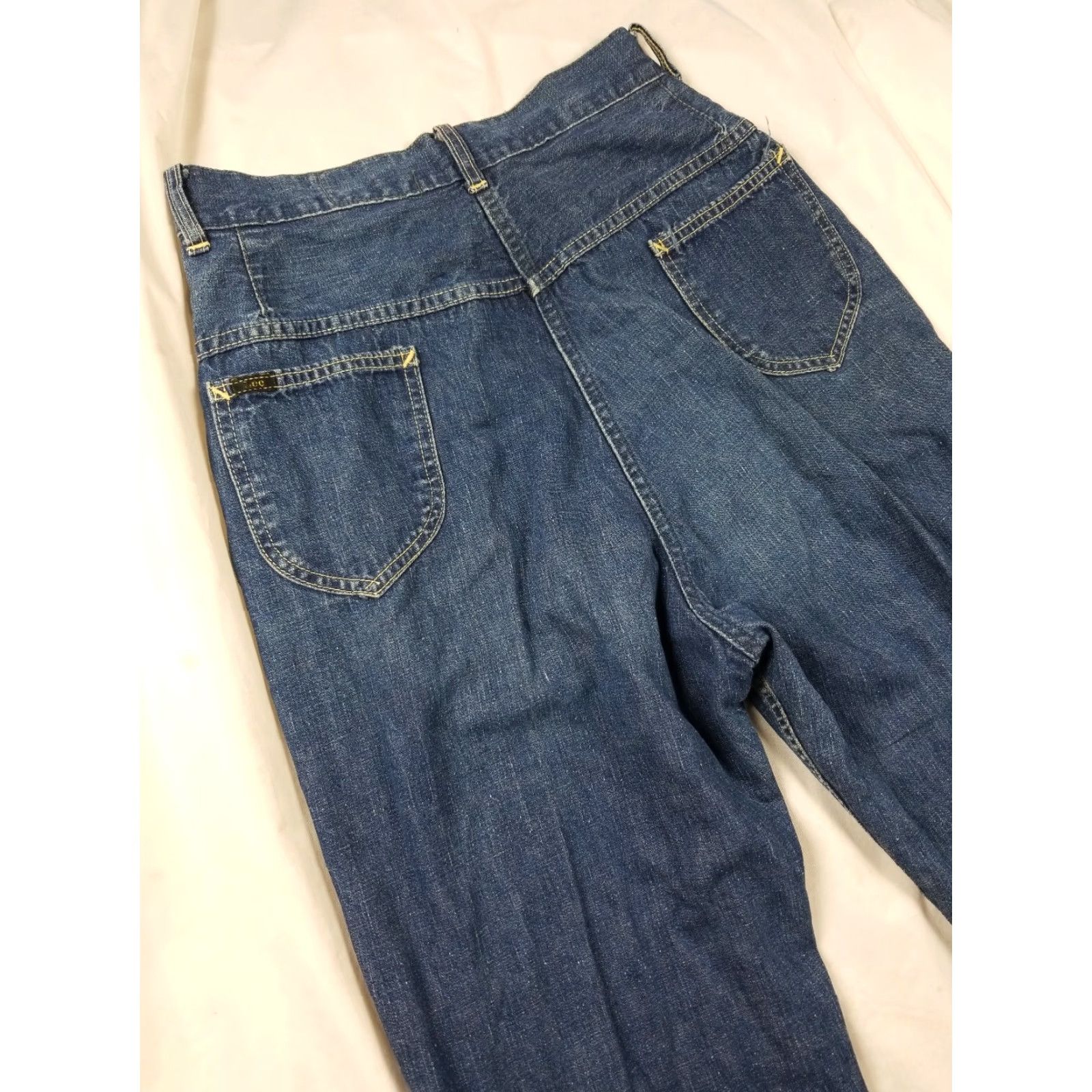 Lee VINTAGE Lee High Waisted Side Zip Jeans 27 x 29 USA Denim Blue 1940s Rockabilly Mens Size US 27 - 6 Thumbnail