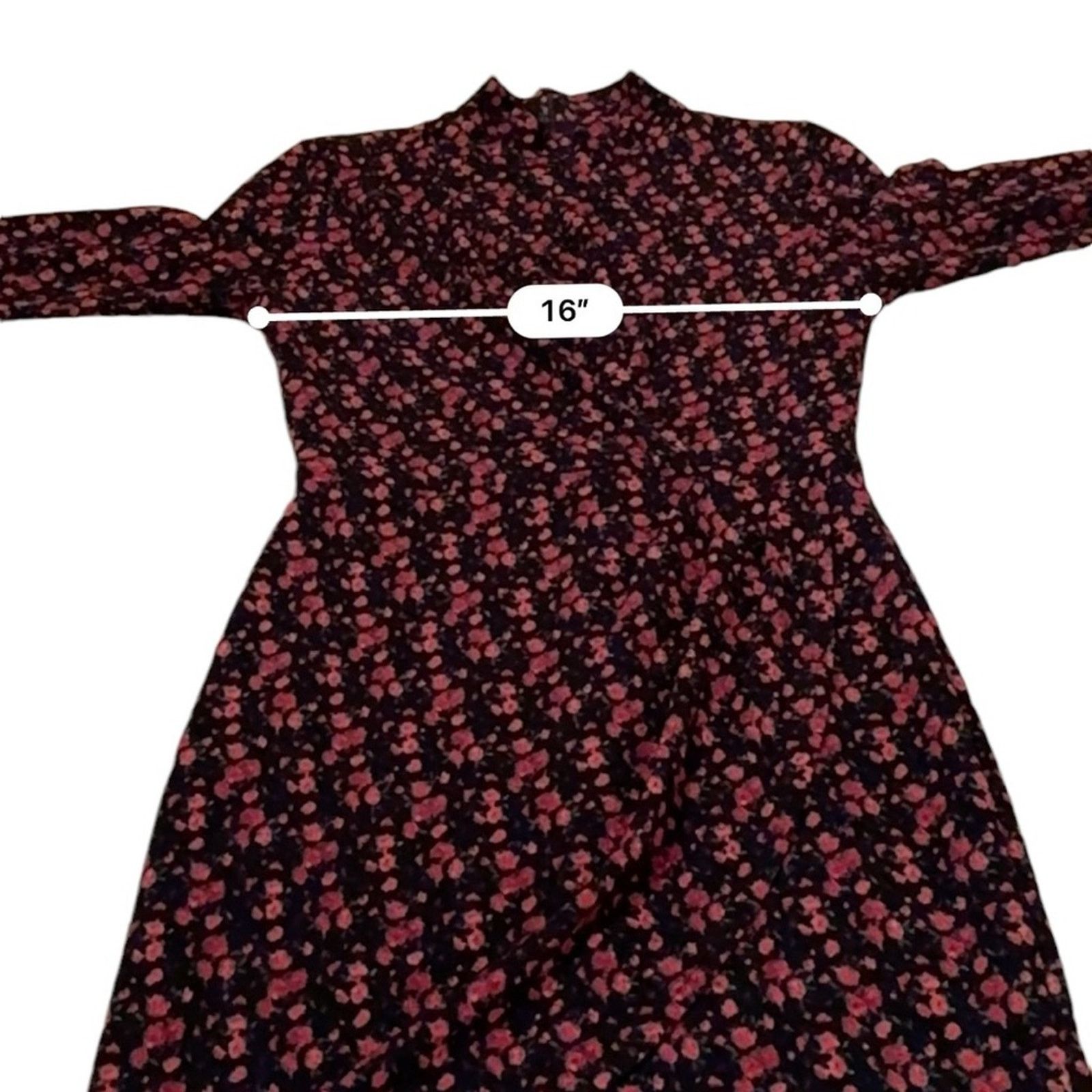 Black Halo RTR Black Halo Briar Long Sleeve Rose Floral Mini Dress Sz 6 Size M / US 6-8 / IT 42-44 - 13 Thumbnail