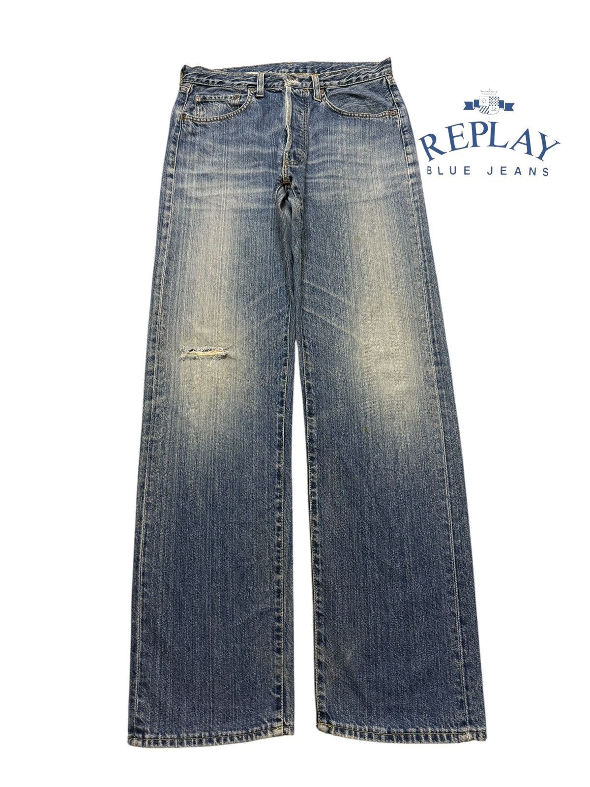 Replay Vintage Italy Replay Blue Faded Wash Distress Relaxed Loose Size US 30 / EU 46 - 1 Thumbnail