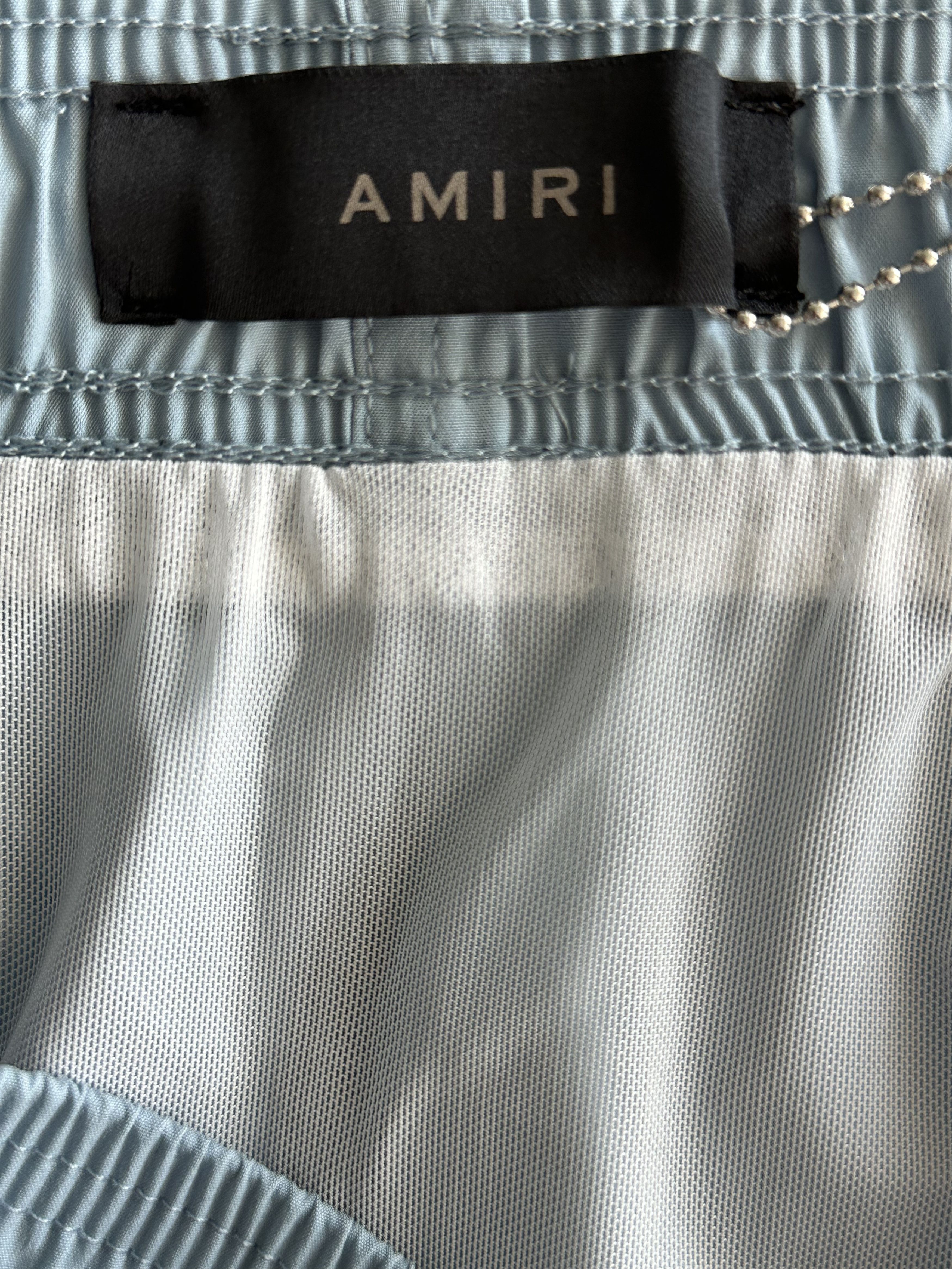 Amiri Amiri Blue & White MA Bar Logo Swimshorts Size US 28 / EU 44 - 3 Thumbnail