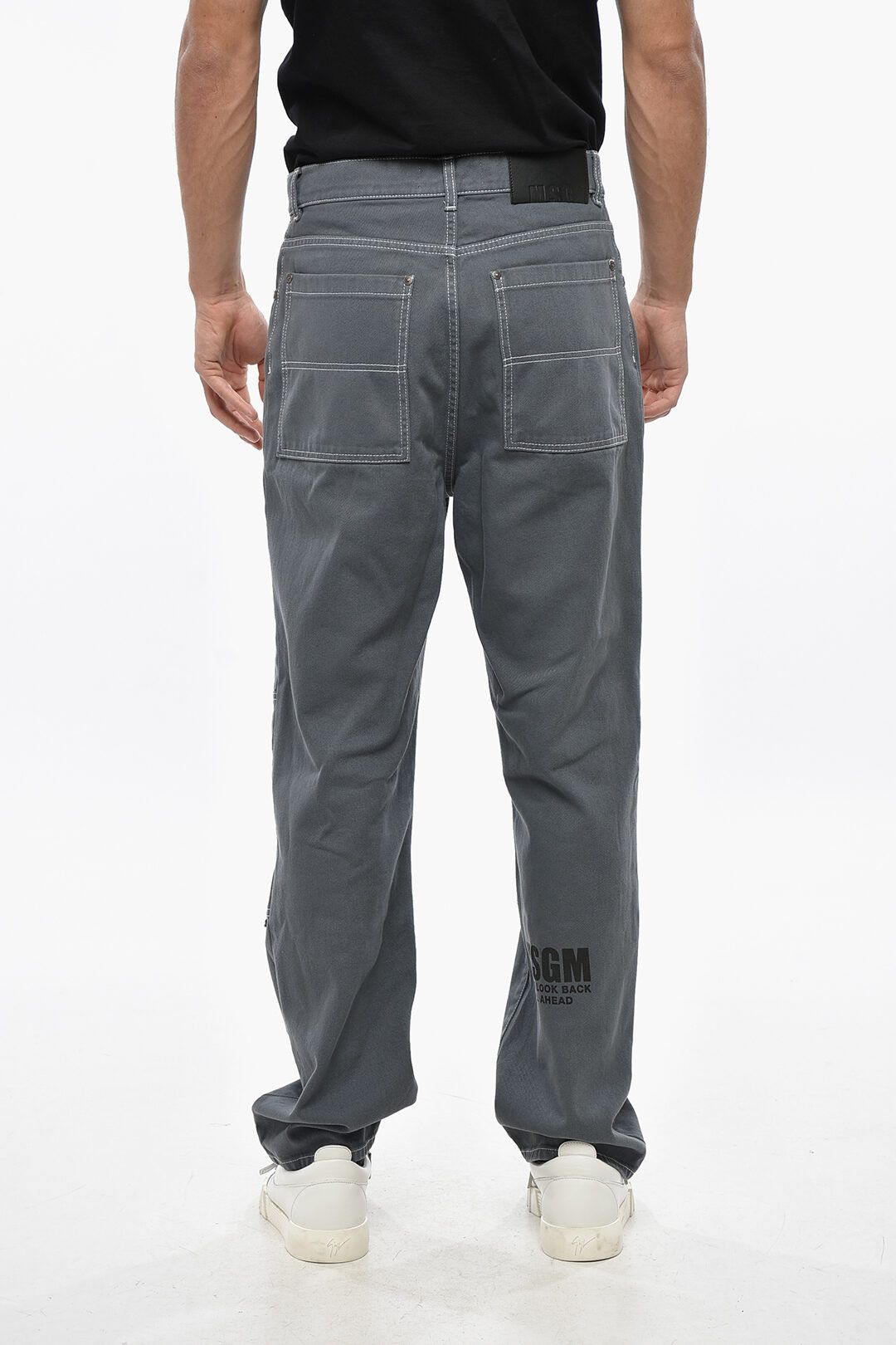 MSGM og1mm1125 Logo Printed Regular Fit Jeans in Dark Grey Size US 30 / EU 46 - 2 Thumbnail